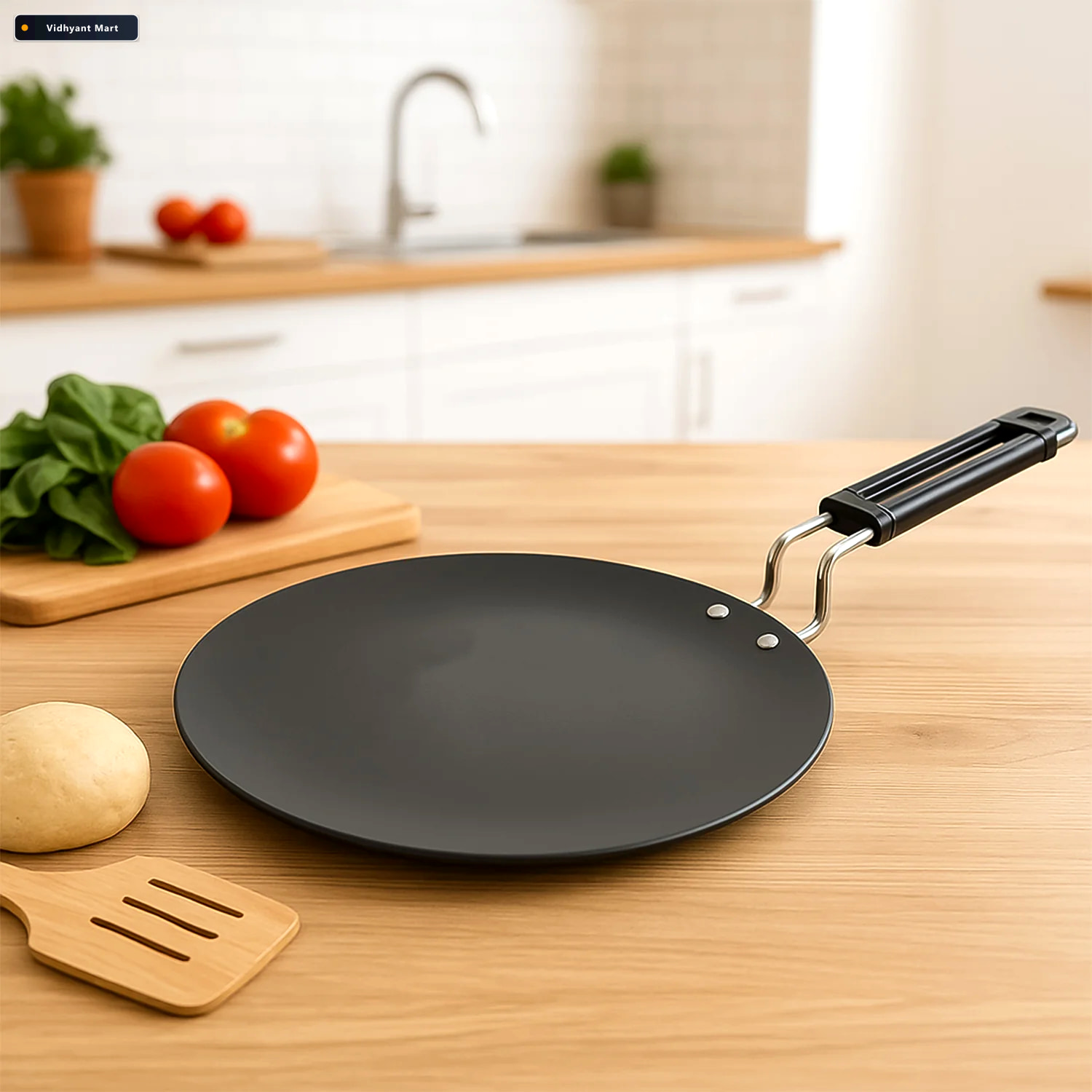 Vidhyant Mart 10 Inch Non Stick Flat Roti Tawa Durable Even Cook 2