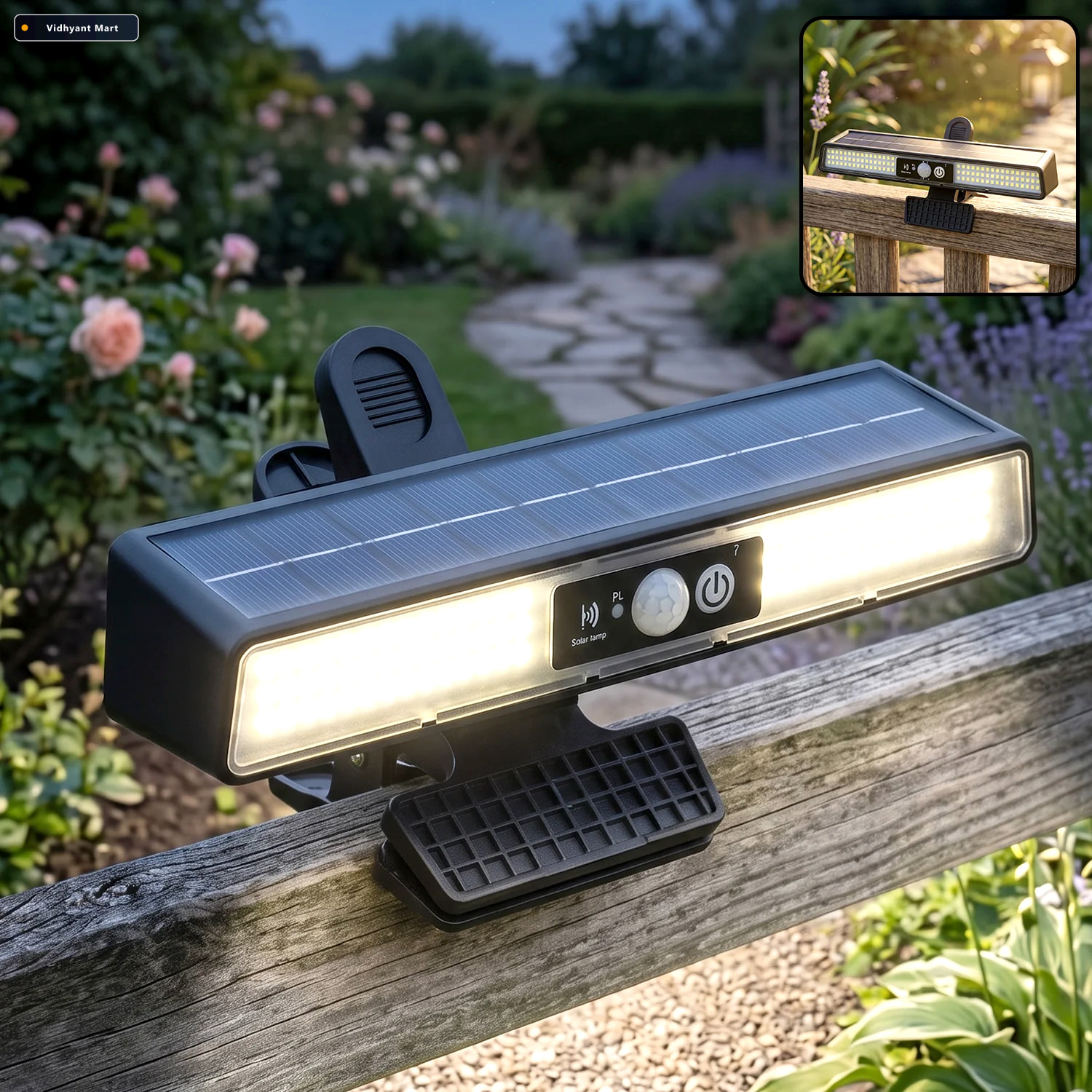 Vidhyant Mart 102 Led Solar Clip Motion Sensor Light For Garden 1