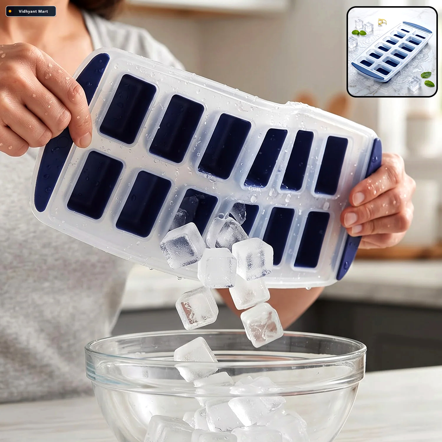 Vidhyant Mart 12 Cavity Plastic Ice Cube Tray With Easy Release 1