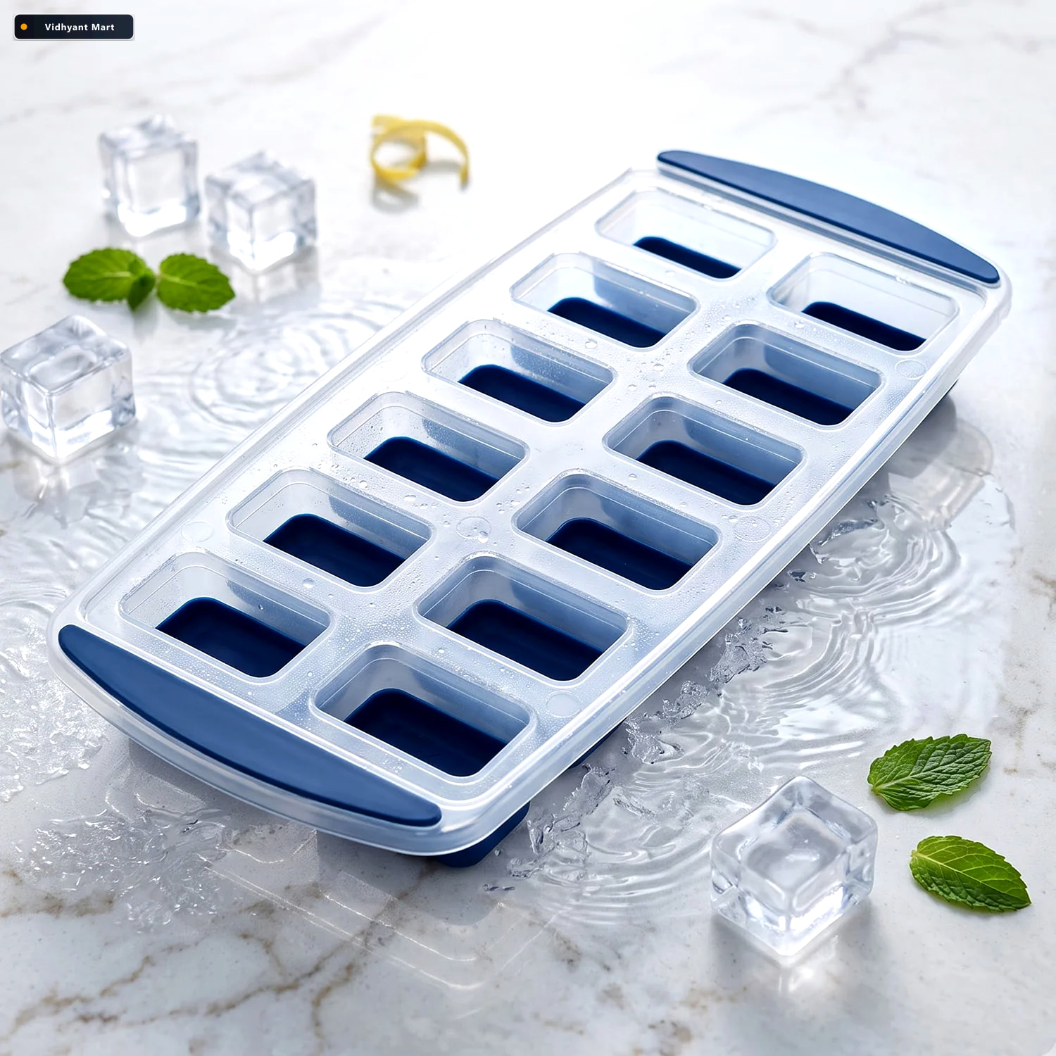 Vidhyant Mart 12 Cavity Plastic Ice Cube Tray With Easy Release 3