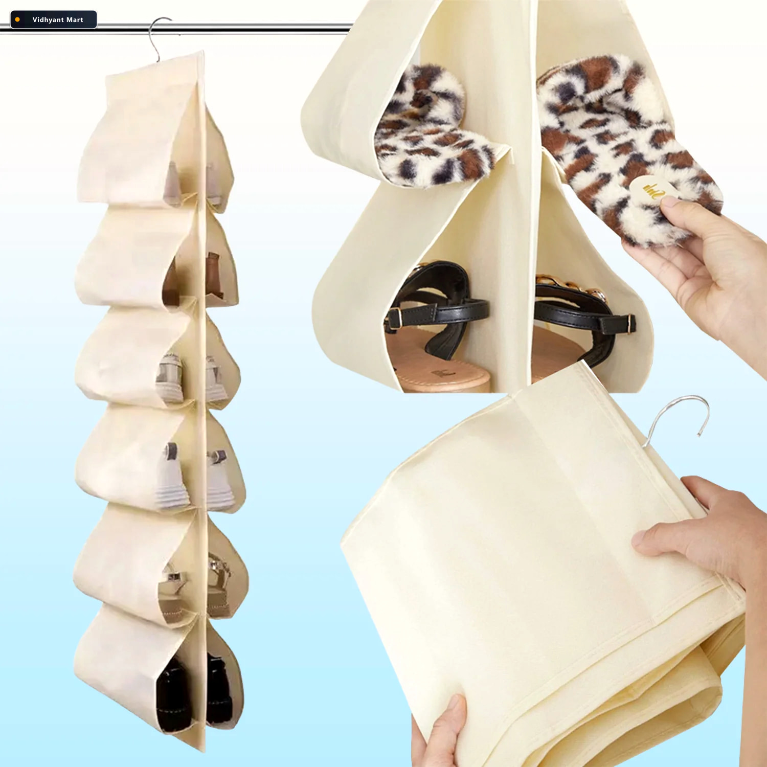Vidhyant Mart 12 Pocket Hanging Shoe Organizer Space Saving Dura 2
