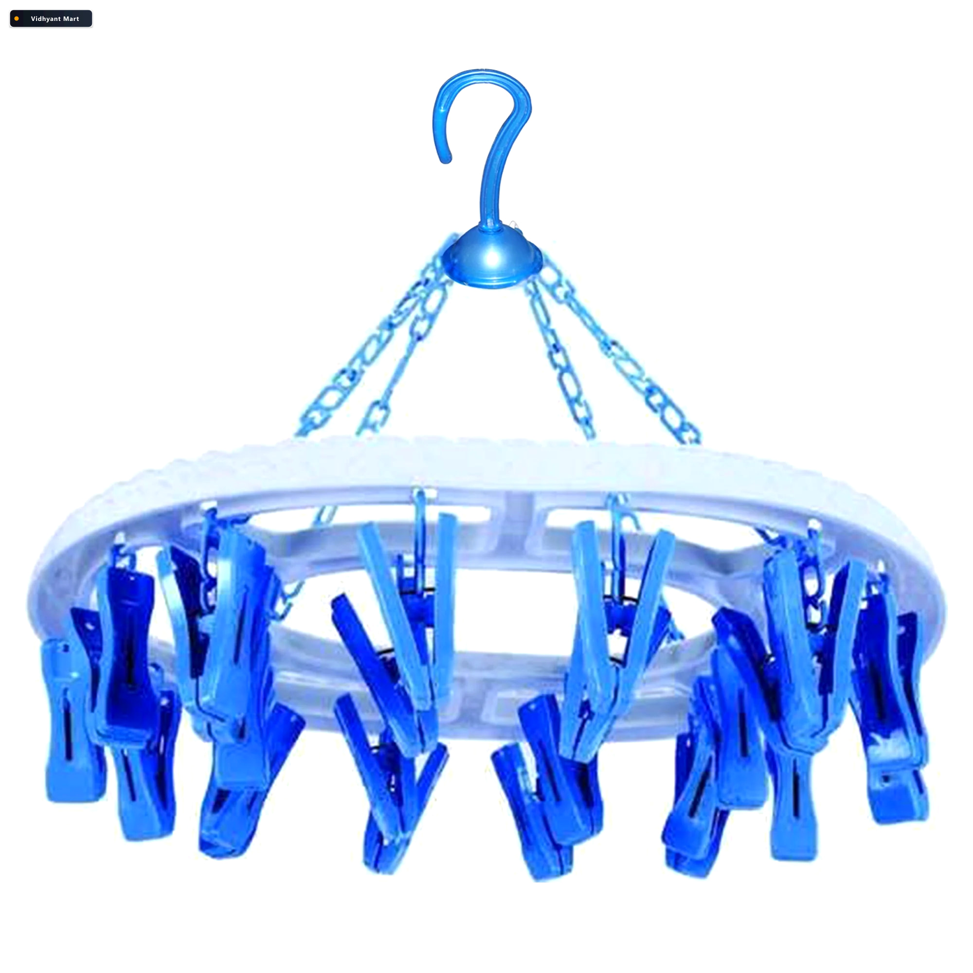 Vidhyant Mart 18 Clip Cloth Drying Hanger Round Plastic For Deli 4