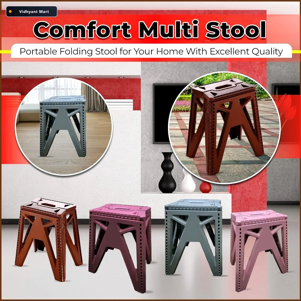 Vidhyant Mart 18 Inch Folding Stool Portable Durable Step Seatin 2