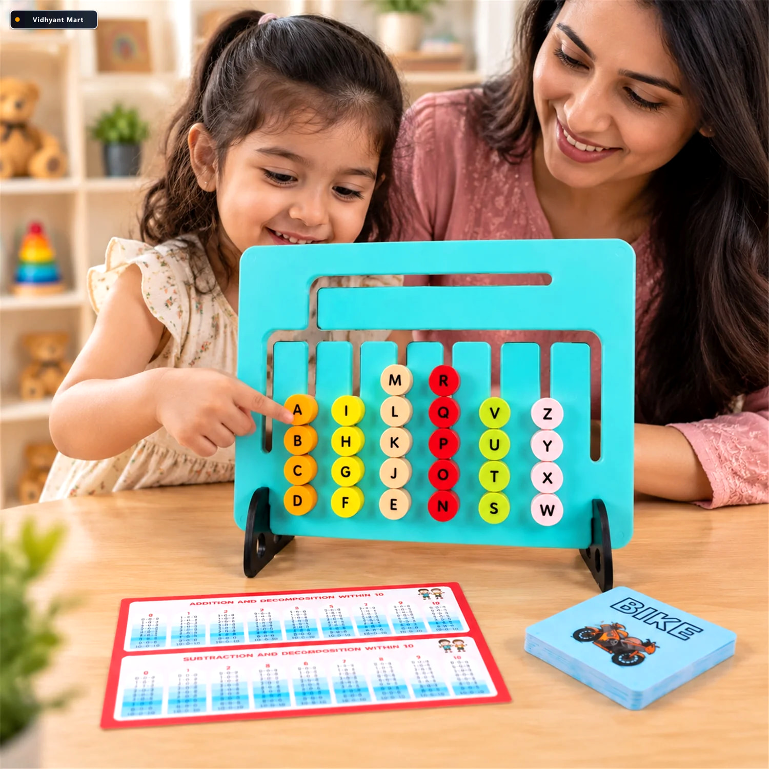 Vidhyant Mart 2 In 1 Abc And Maths Activity Board With Sliding L 1