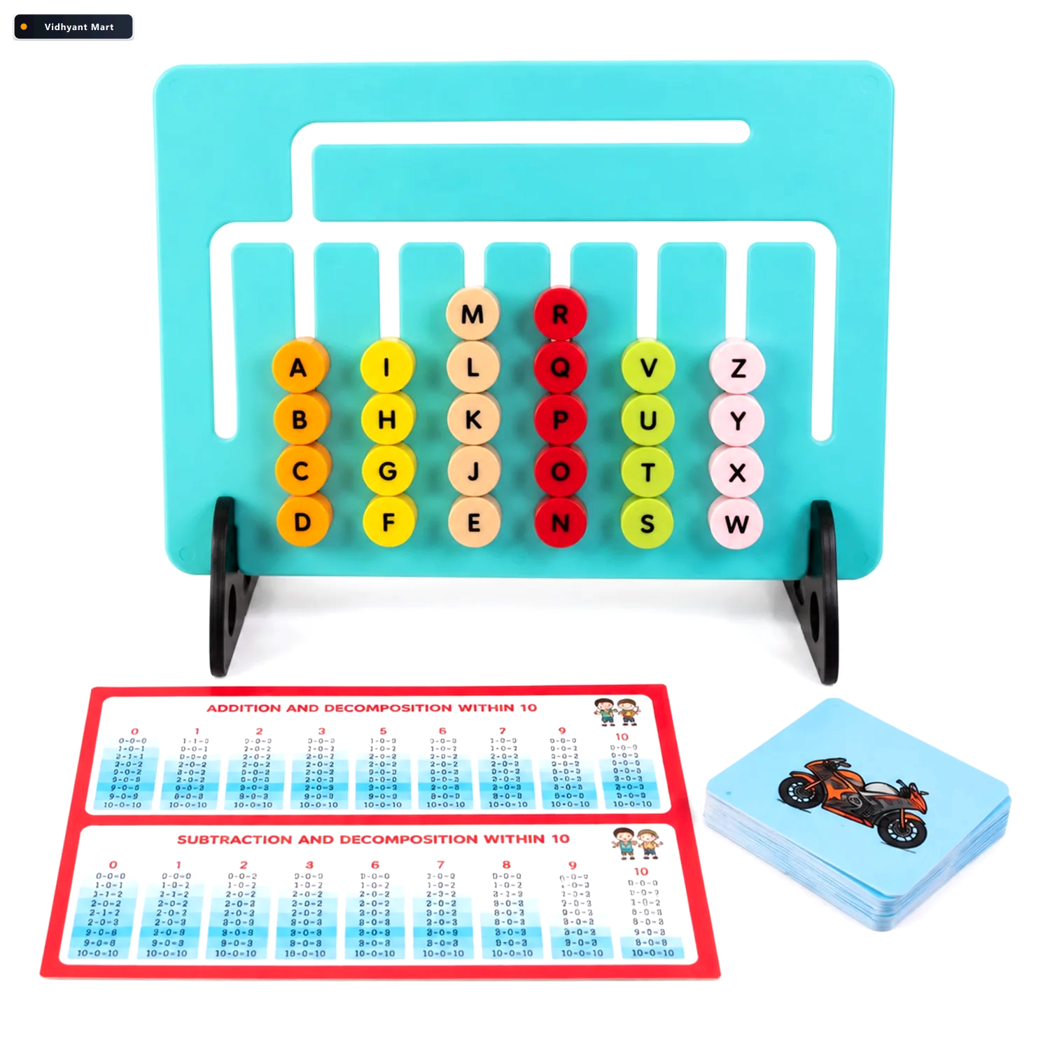 Vidhyant Mart 2 In 1 Abc And Maths Activity Board With Sliding L 4