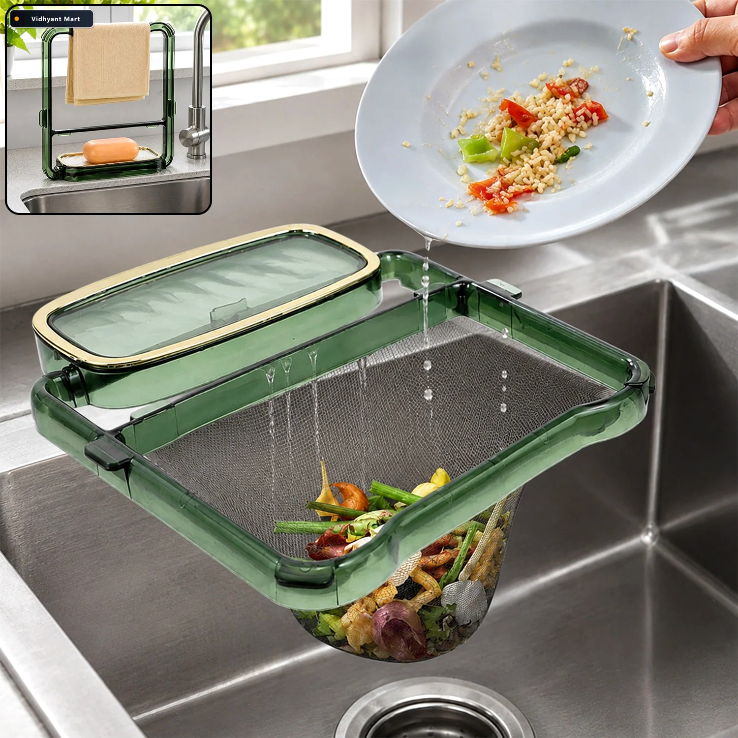 Vidhyant Mart 2 In 1 Bathroom Organizer Self Adhesive Soap Holde 1