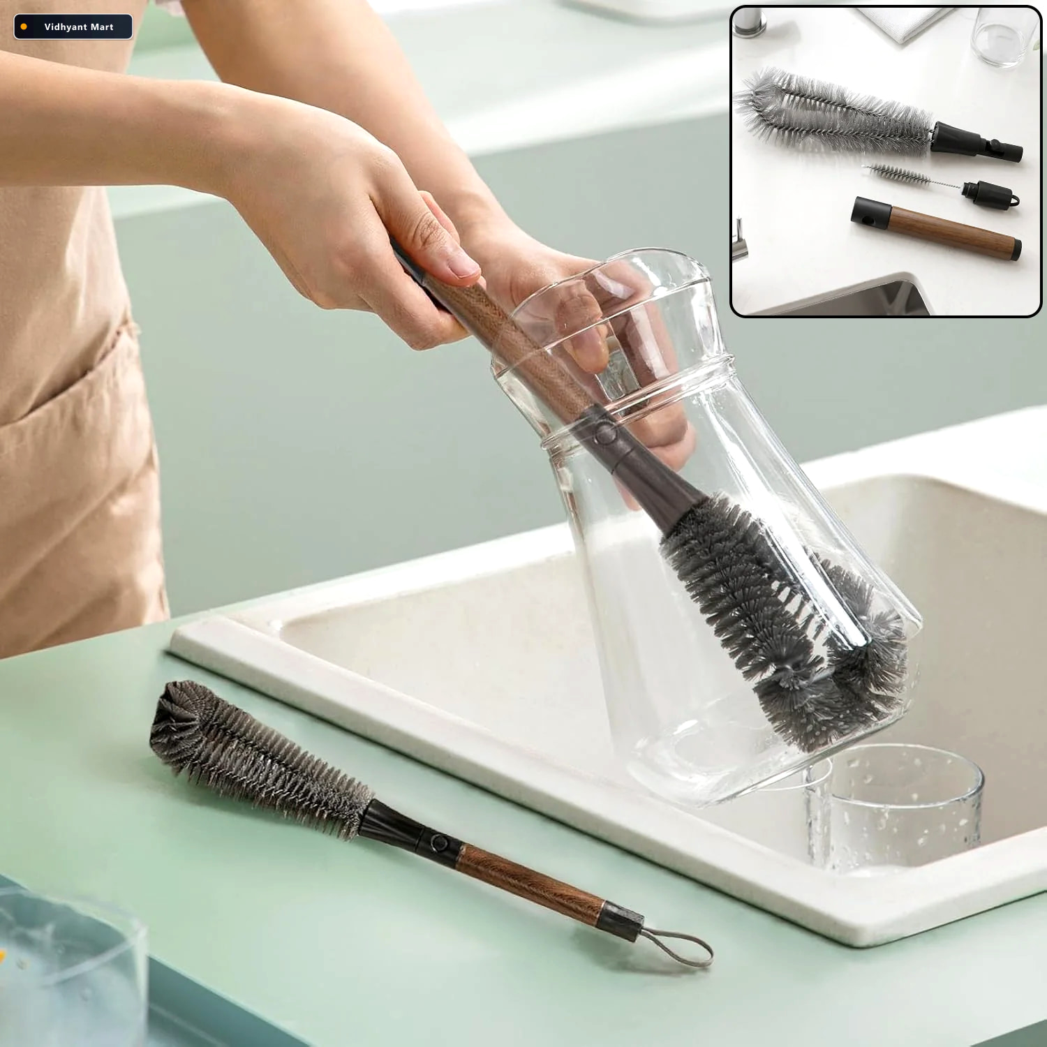 Vidhyant Mart 2 In 1 Detachable Dual Head Bottle Cleaning Brush 1