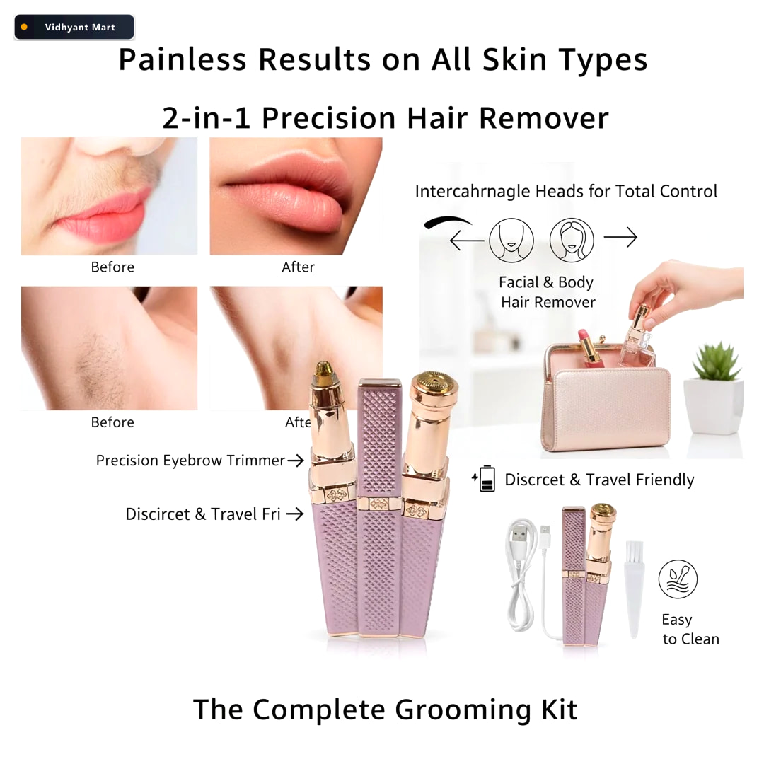 Vidhyant Mart 2 In 1 Eyebrow Razor Rechargeable Painless Hair Sh 4