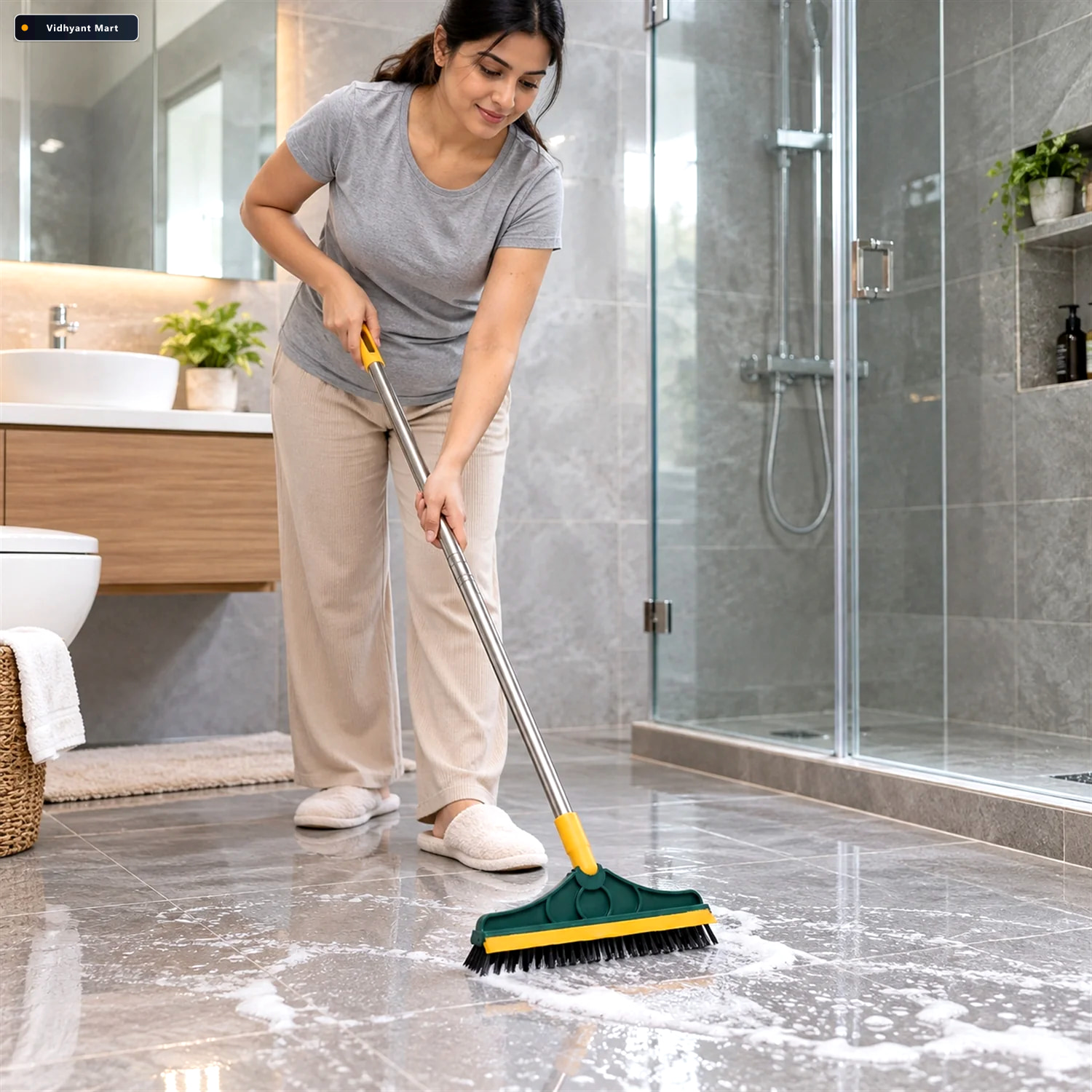 Vidhyant Mart 2 In 1 Floor Cleaning Brush With Wiper And Long Ha 1