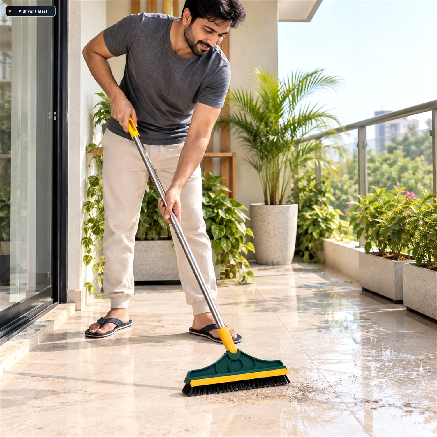 Vidhyant Mart 2 In 1 Floor Cleaning Brush With Wiper And Long Ha 2