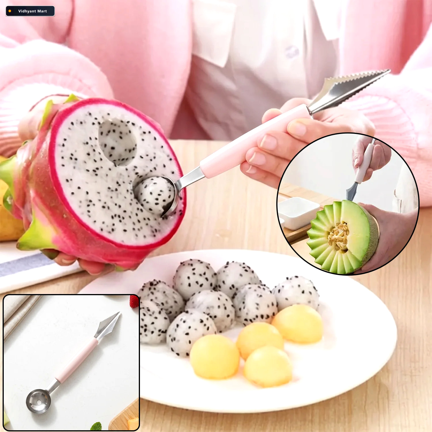 Vidhyant Mart 2 In 1 Fruit Carving Tool Watermelon Cutter Melon 1