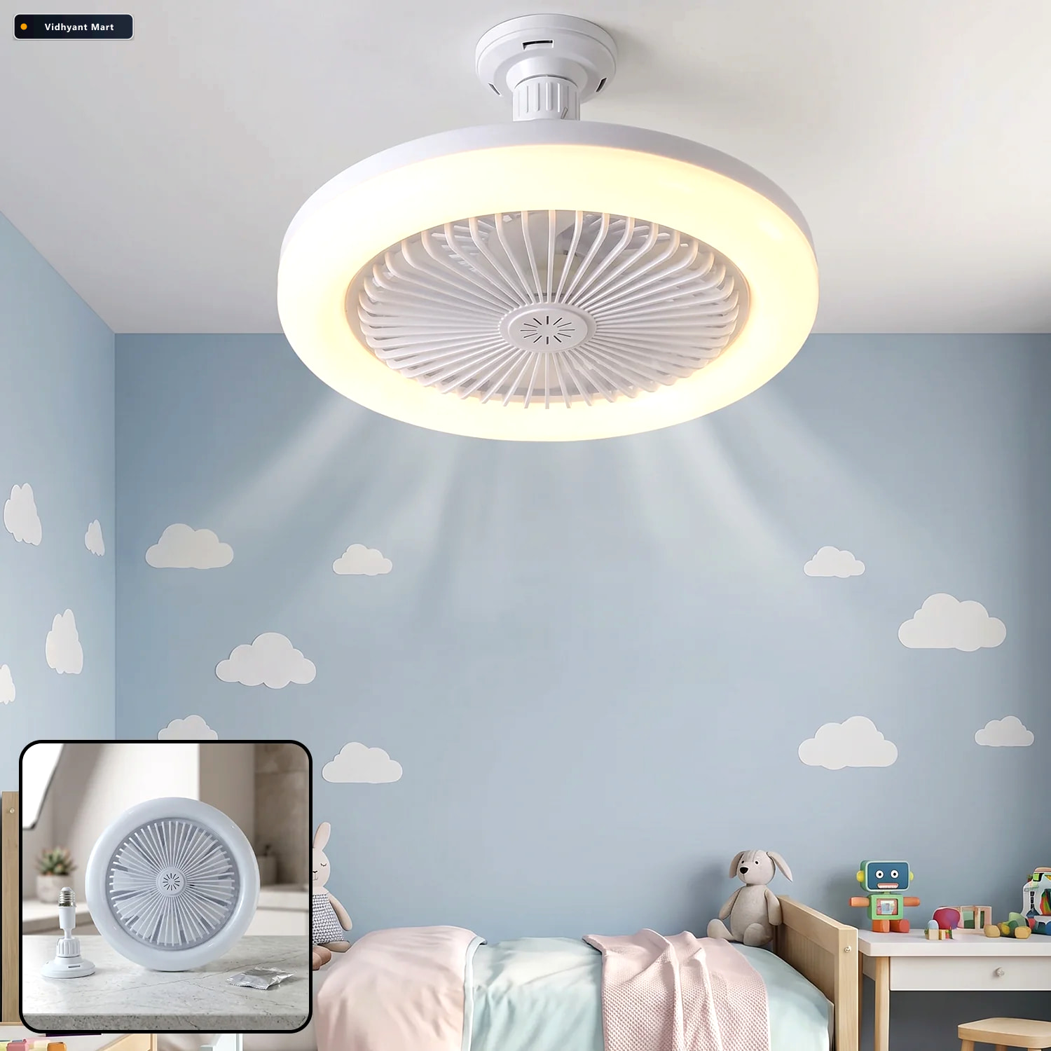 Vidhyant Mart 2 In 1 Led Ceiling Fan With Light For Bedroom Livi 1