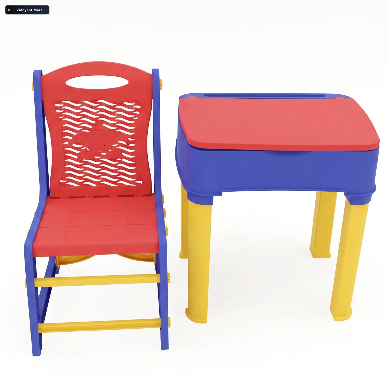Vidhyant Mart 2 In 1 Plastic Kids Study Table And Chair Set With 4