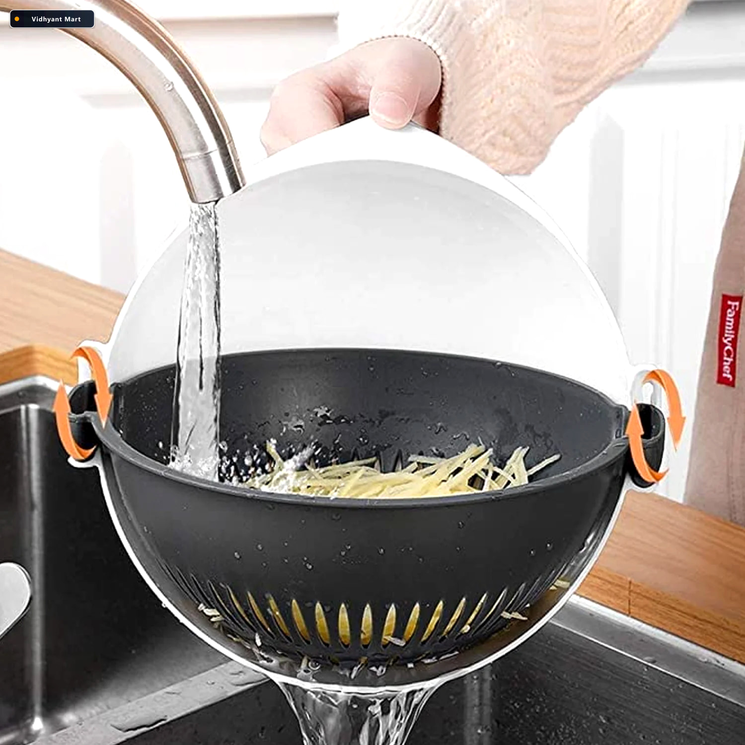 Vidhyant Mart 2 In 1 Vegetable Washing Bowl Effortless Rinsing D 2