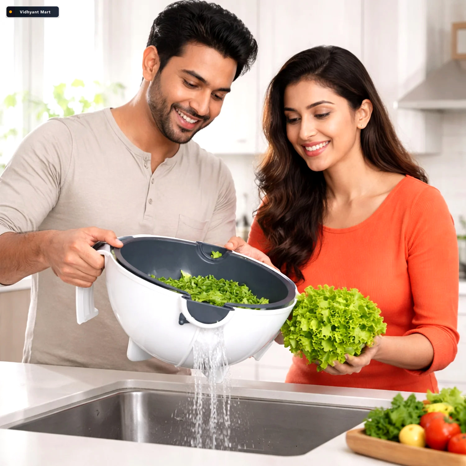 Vidhyant Mart 2 In 1 Vegetable Washing Bowl Effortless Rinsing D 4
