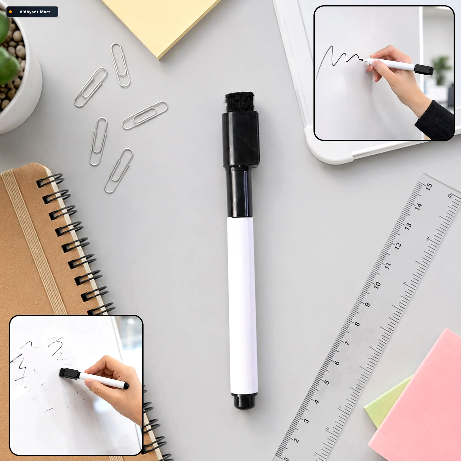 Vidhyant Mart 2 In 1 Whiteboard Marker Dual End Marker With Eras 1