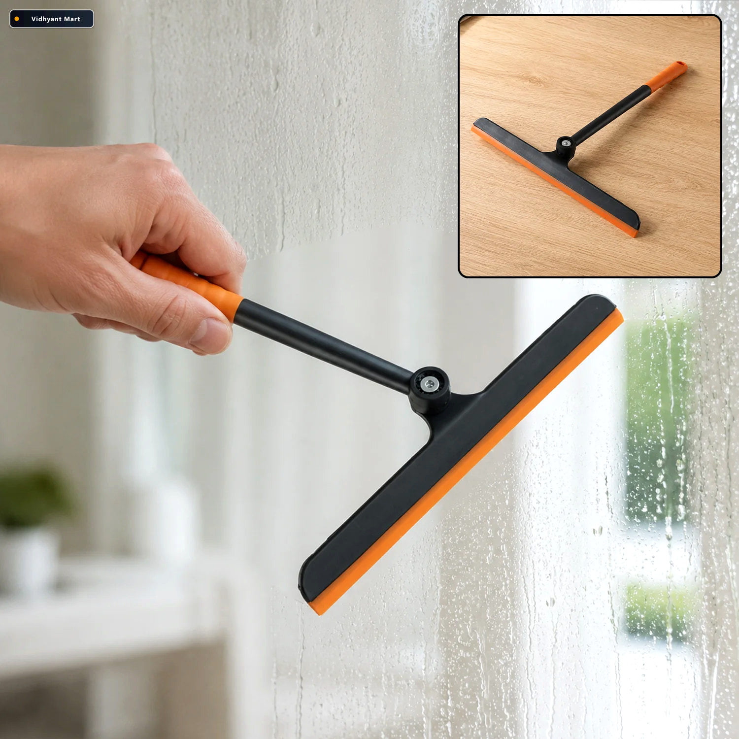 Vidhyant Mart 2 In 1 Window Glass Cleaning Wiper With Scrubber P 1