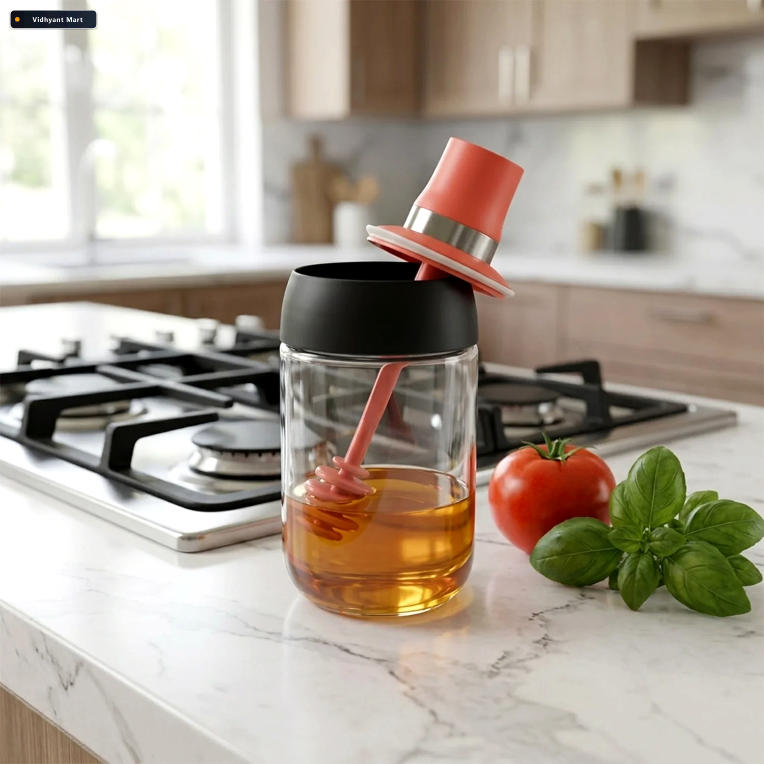 Vidhyant Mart 250 Ml Glass Honey Dispenser Bottle With Dipper Fo 2