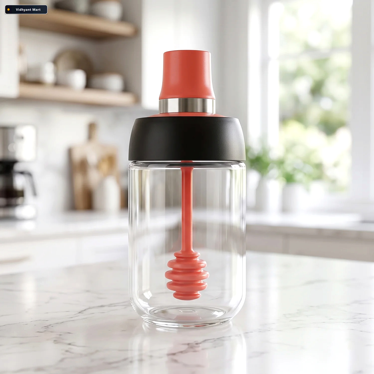 Vidhyant Mart 250 Ml Glass Honey Dispenser Bottle With Dipper Fo 3