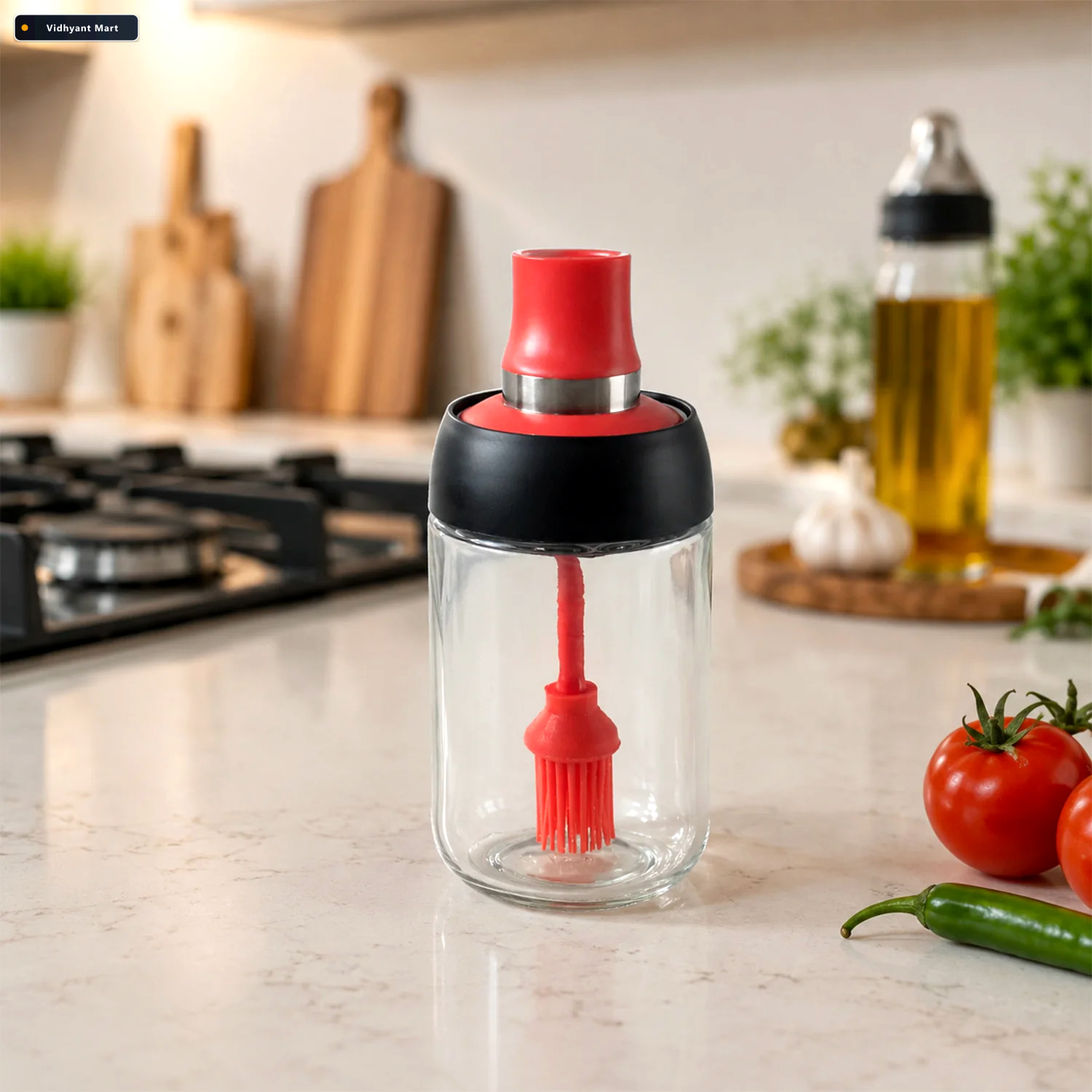 Vidhyant Mart 250 Ml Glass Oil Dispenser Bottle With Silicone Br 2