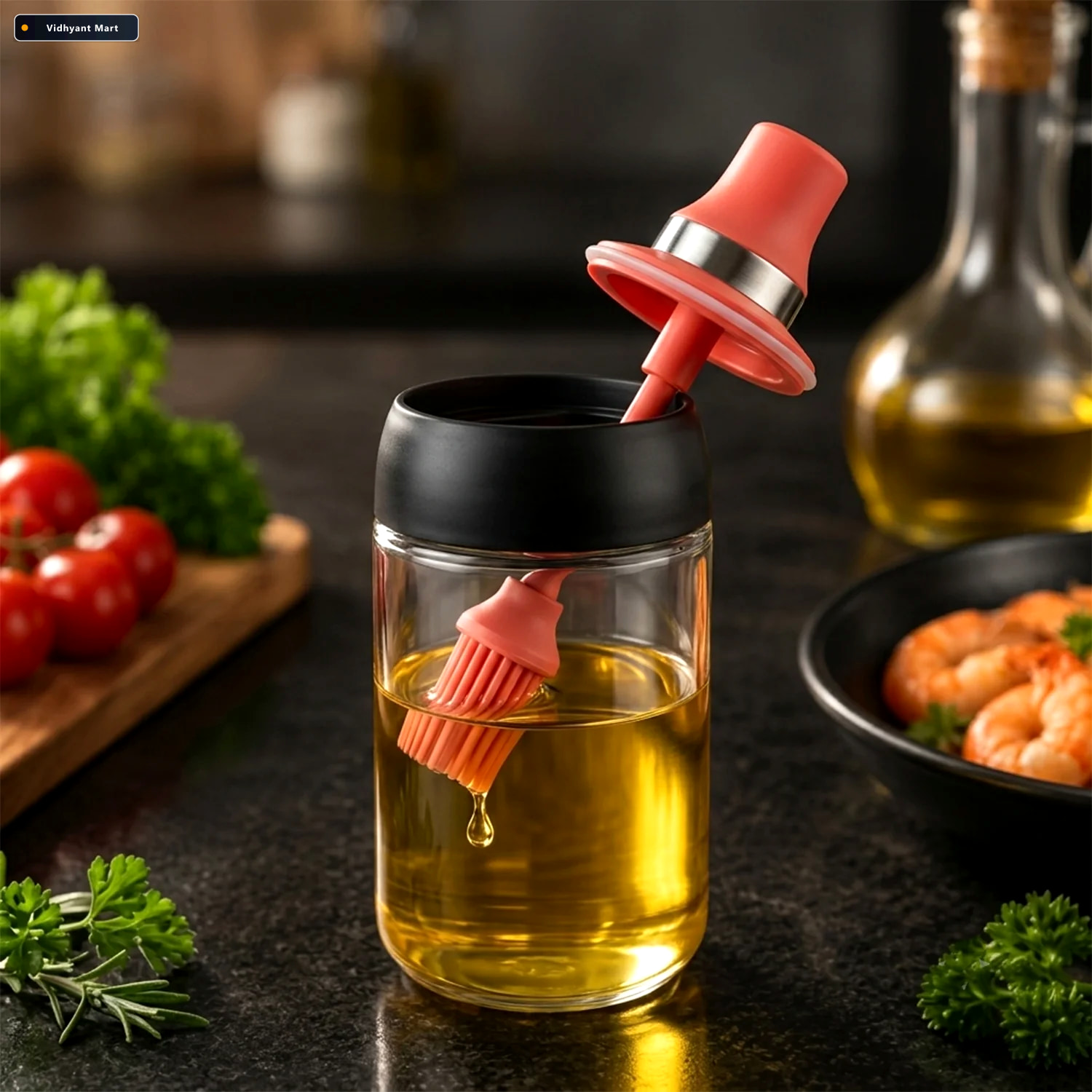 Vidhyant Mart 250 Ml Glass Oil Dispenser Bottle With Silicone Br 3