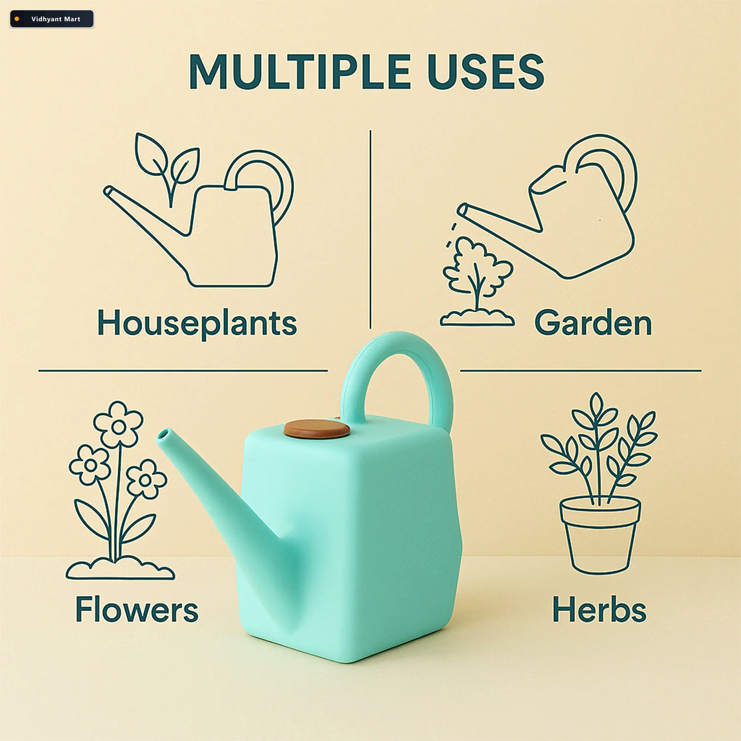 Vidhyant Mart 2l Gardening Watering Can Ergonomic Handle Precisi 3
