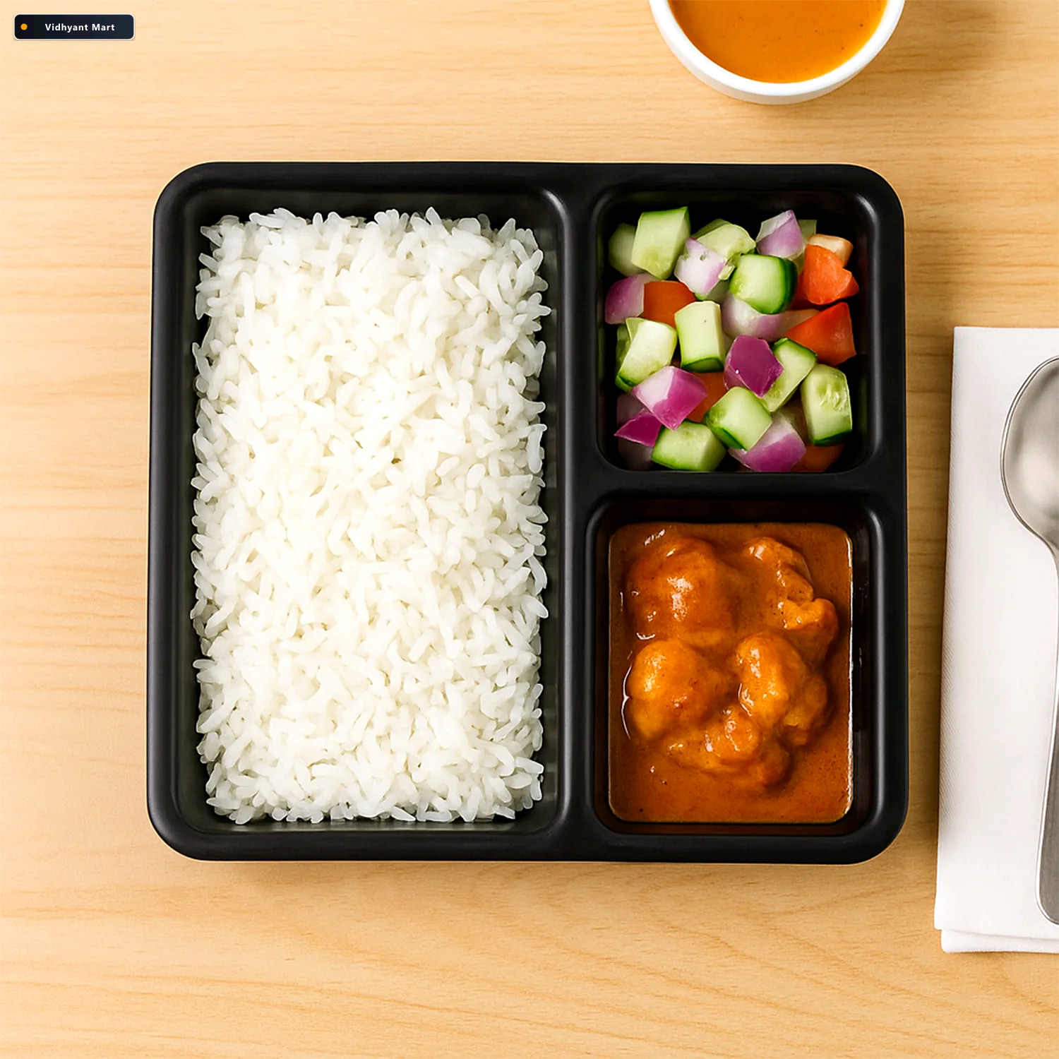Vidhyant Mart 3 Compartment Meal Serving Tray Durable Easy Clean 3