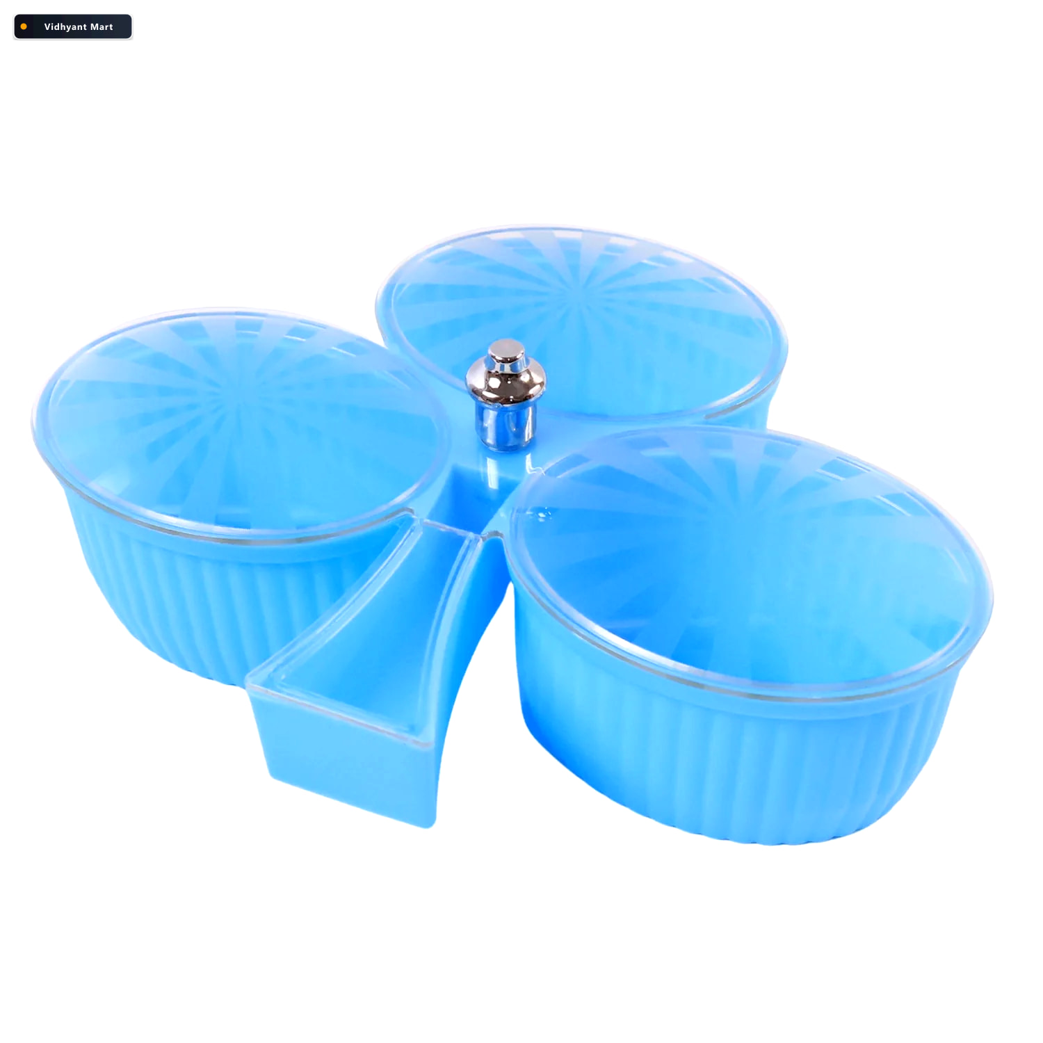 Vidhyant Mart 3 Compartment Revolving Dry Fruit Box Stylish Snac 4