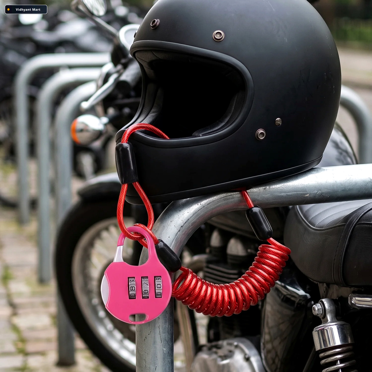 Vidhyant Mart 3 Digit Combination Helmet Cable Lock With Coiled 2