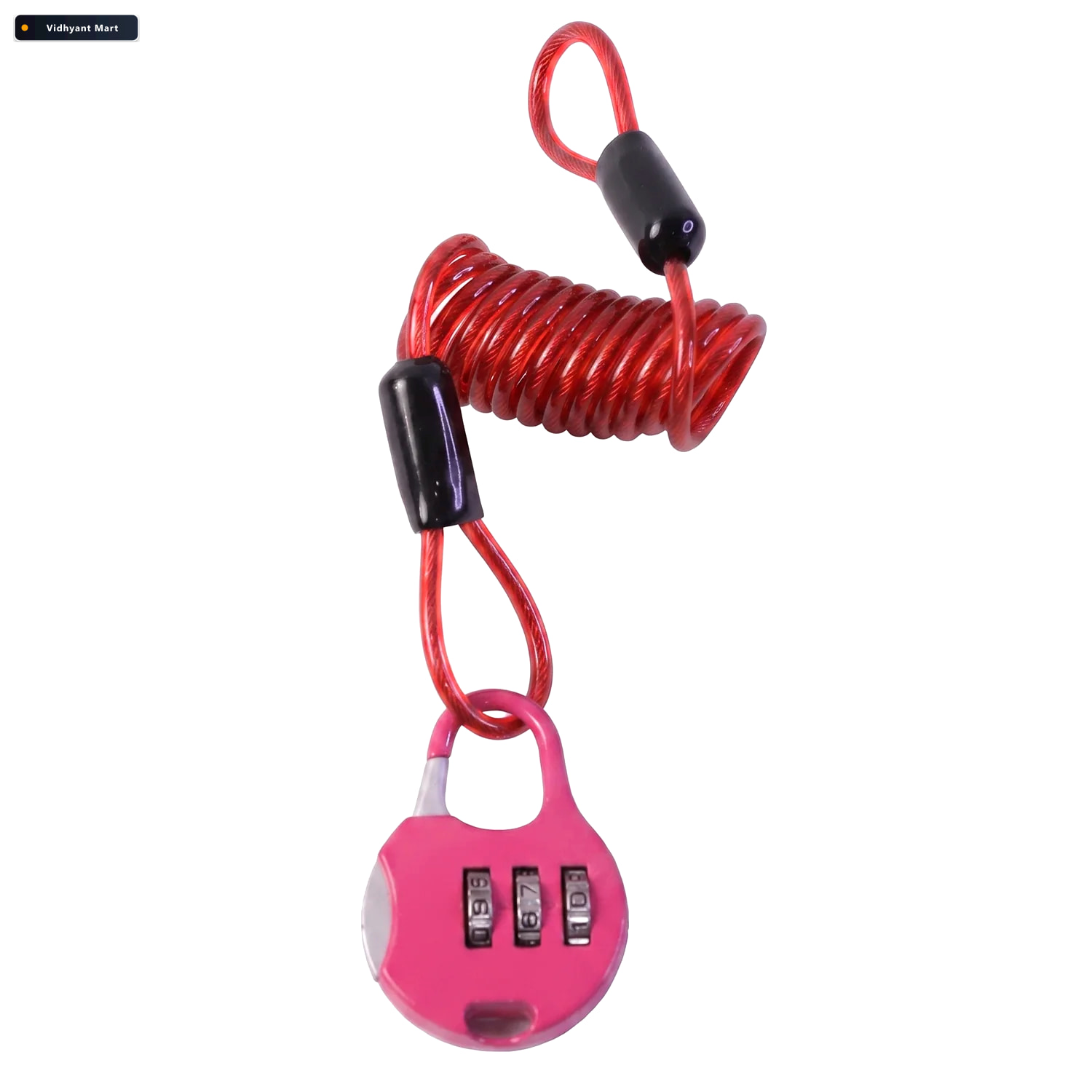 Vidhyant Mart 3 Digit Combination Helmet Cable Lock With Coiled 3