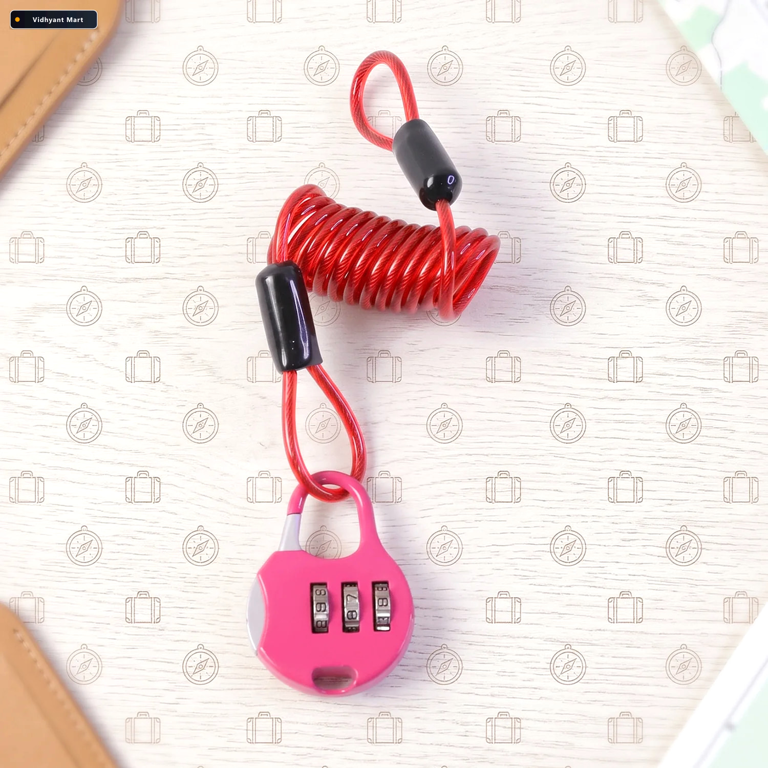 Vidhyant Mart 3 Digit Combination Helmet Cable Lock With Coiled 4