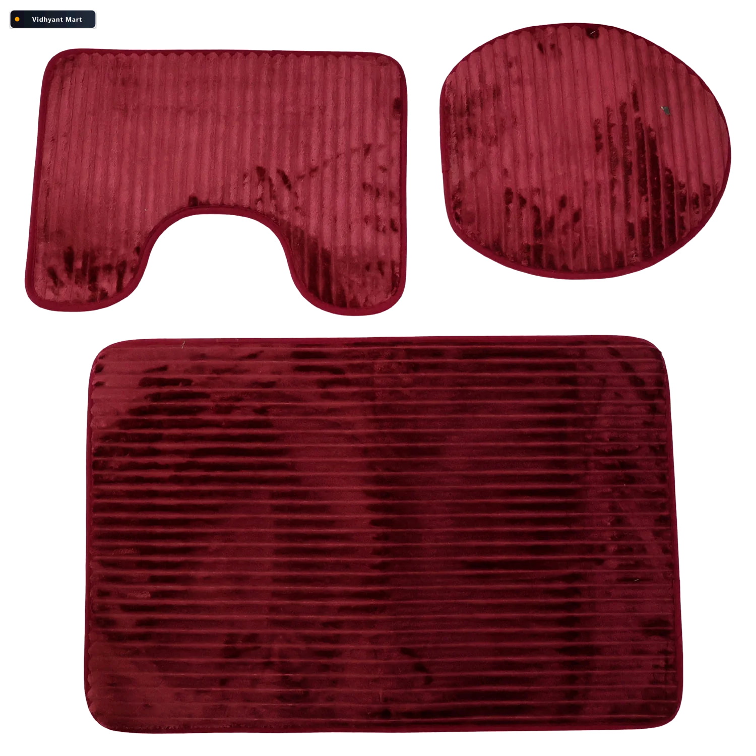 Vidhyant Mart 3 In 1 Anti Slip Bathroom Mat Set With Contour Mat 4