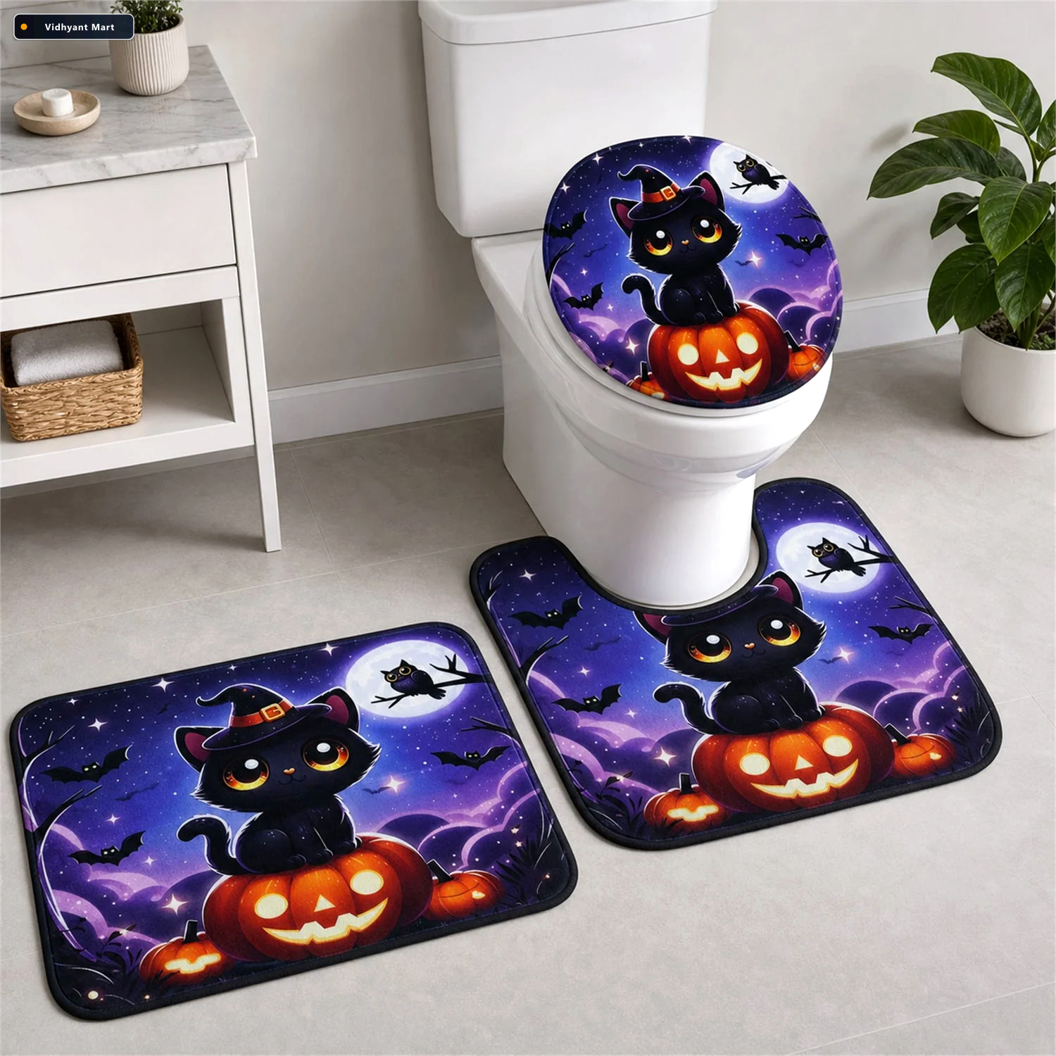 Vidhyant Mart 3 In 1 Bathroom Mat Set Absorbent Anti Slip For Sa 2