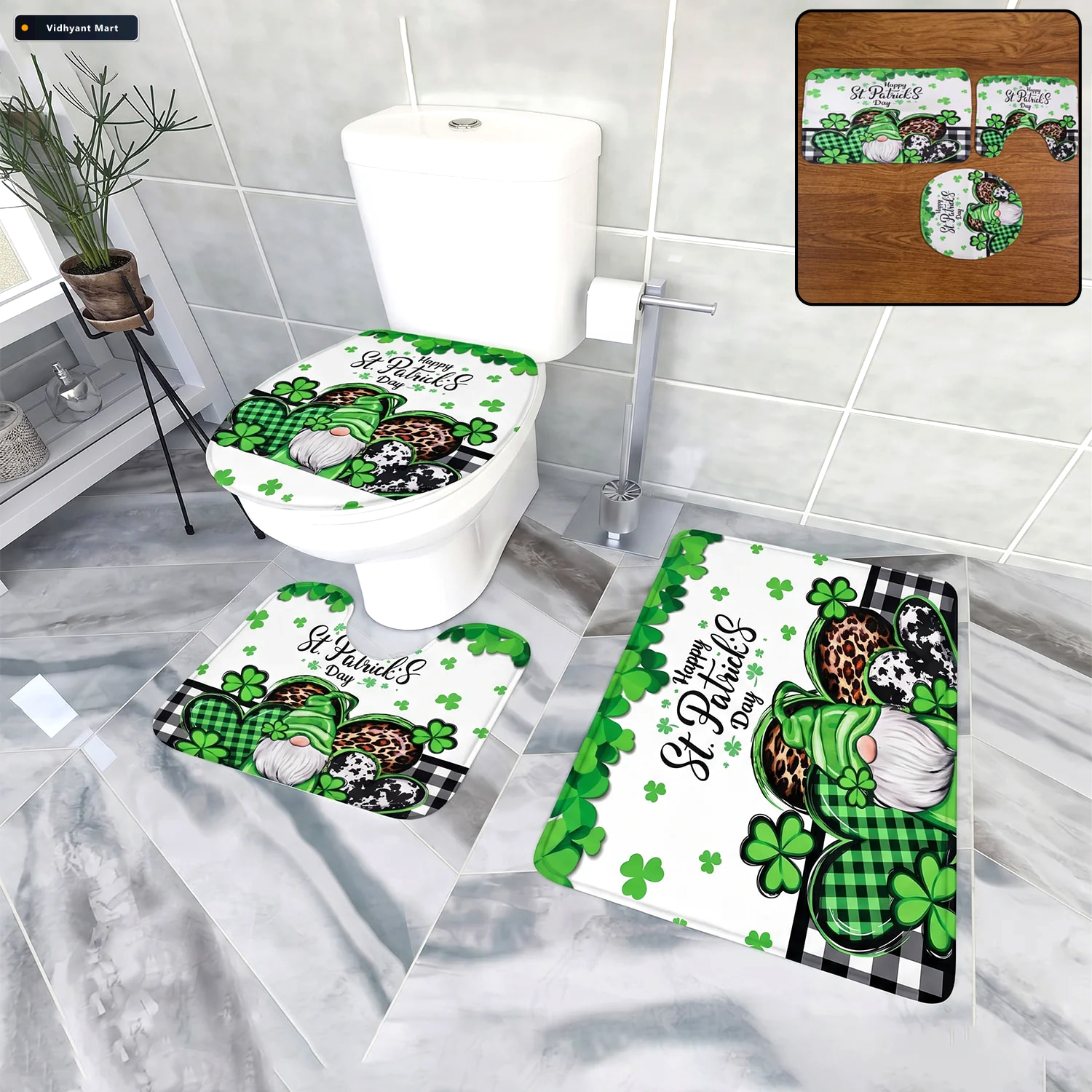 Vidhyant Mart 3 In 1 Bathroom Mat Set Complete Floor Coverage No 1