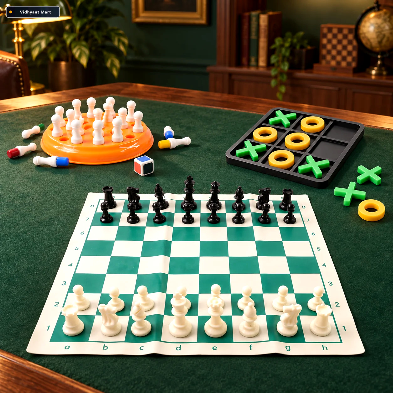 Vidhyant Mart 3 In 1 Classic Board Game Combo Chess Tic Tac Toe 1