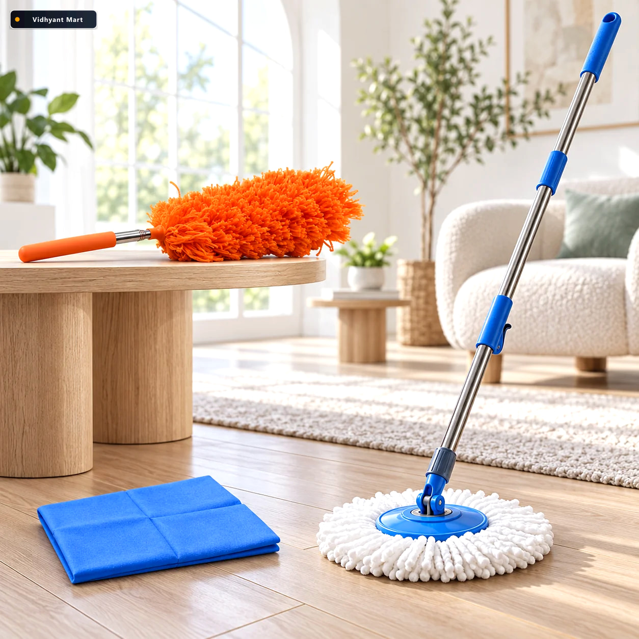 Vidhyant Mart 3 In 1 Home Cleaning Combo Round Microfiber Mop Ex 1