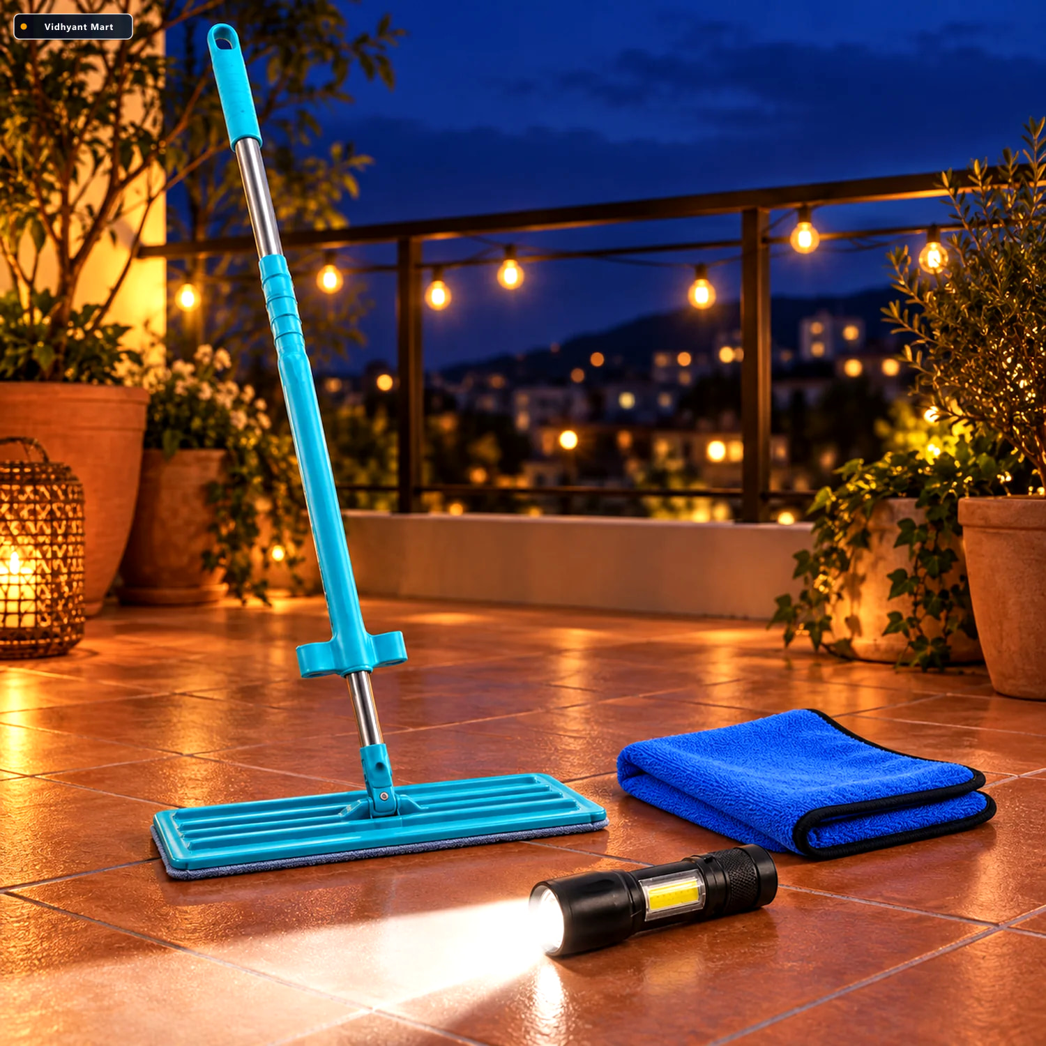Vidhyant Mart 3 In 1 Home Cleaning Utility Combo Flat Mop Led Fl 3