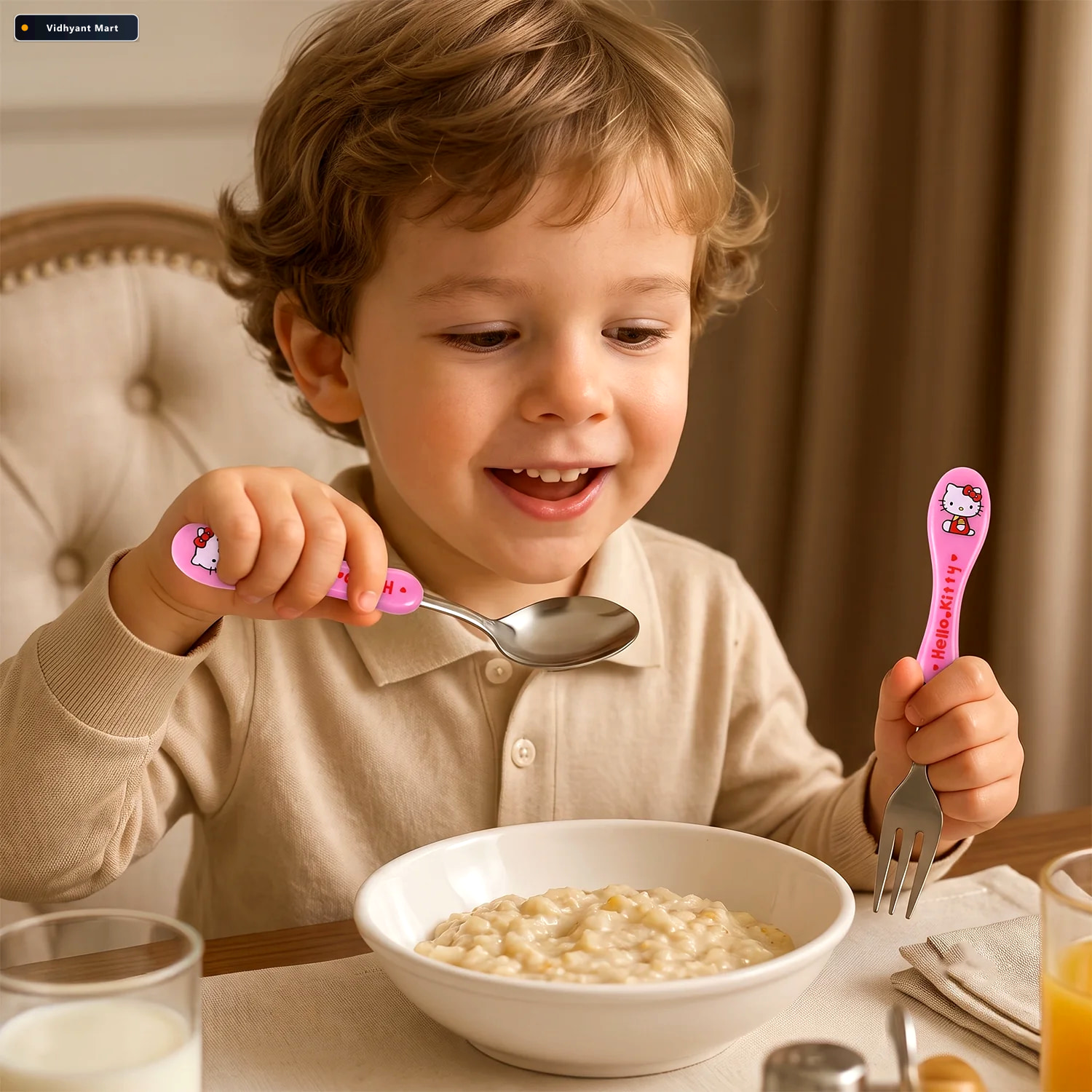 Vidhyant Mart 3 In 1 Kids Cutlery Set With Case Spoon Fork Knife 2