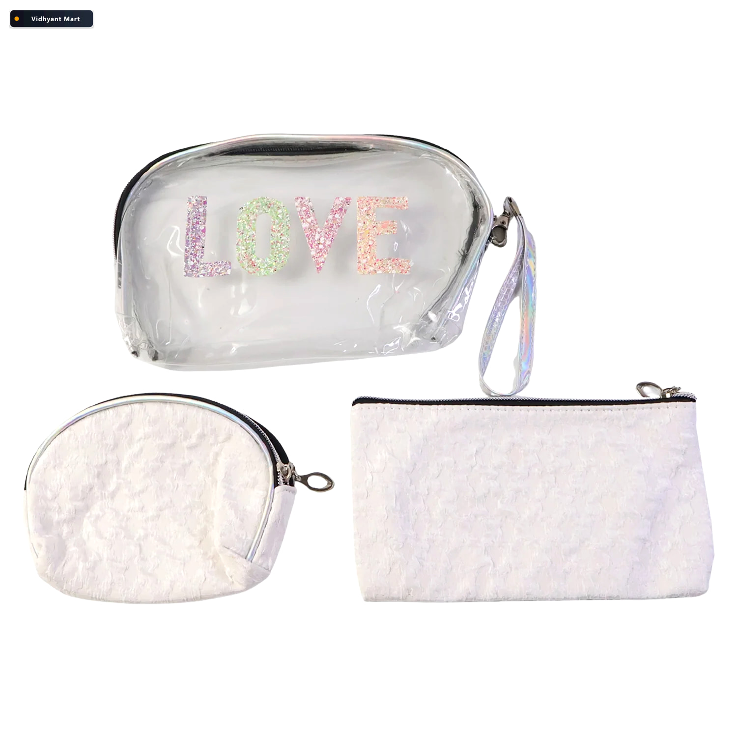 Vidhyant Mart 3 In 1 Makeup Bag Set Compact Stylish Travel Organ 4