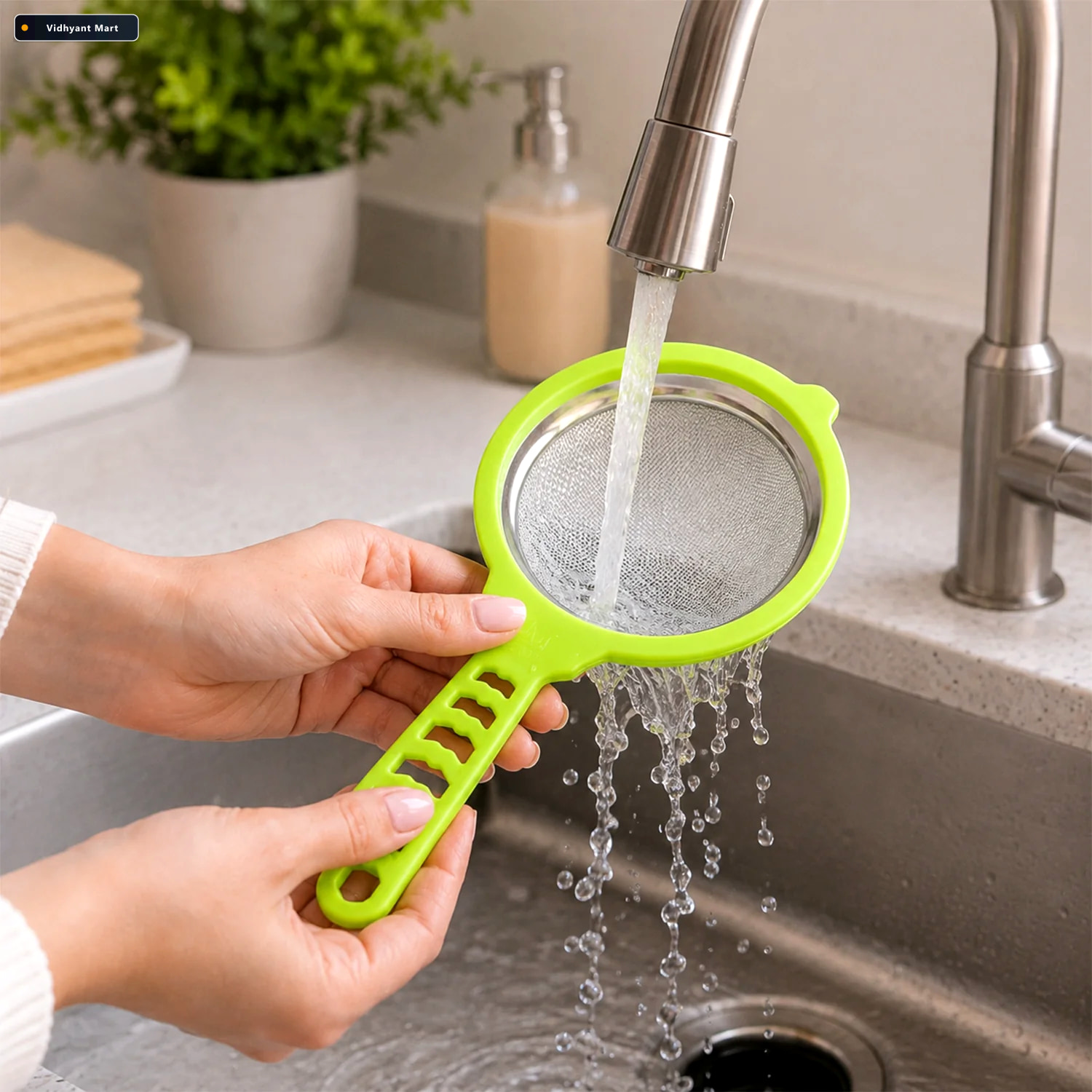 Vidhyant Mart 3 In 1 Mesh Tea Filter Strainer Set With Long Hand 2