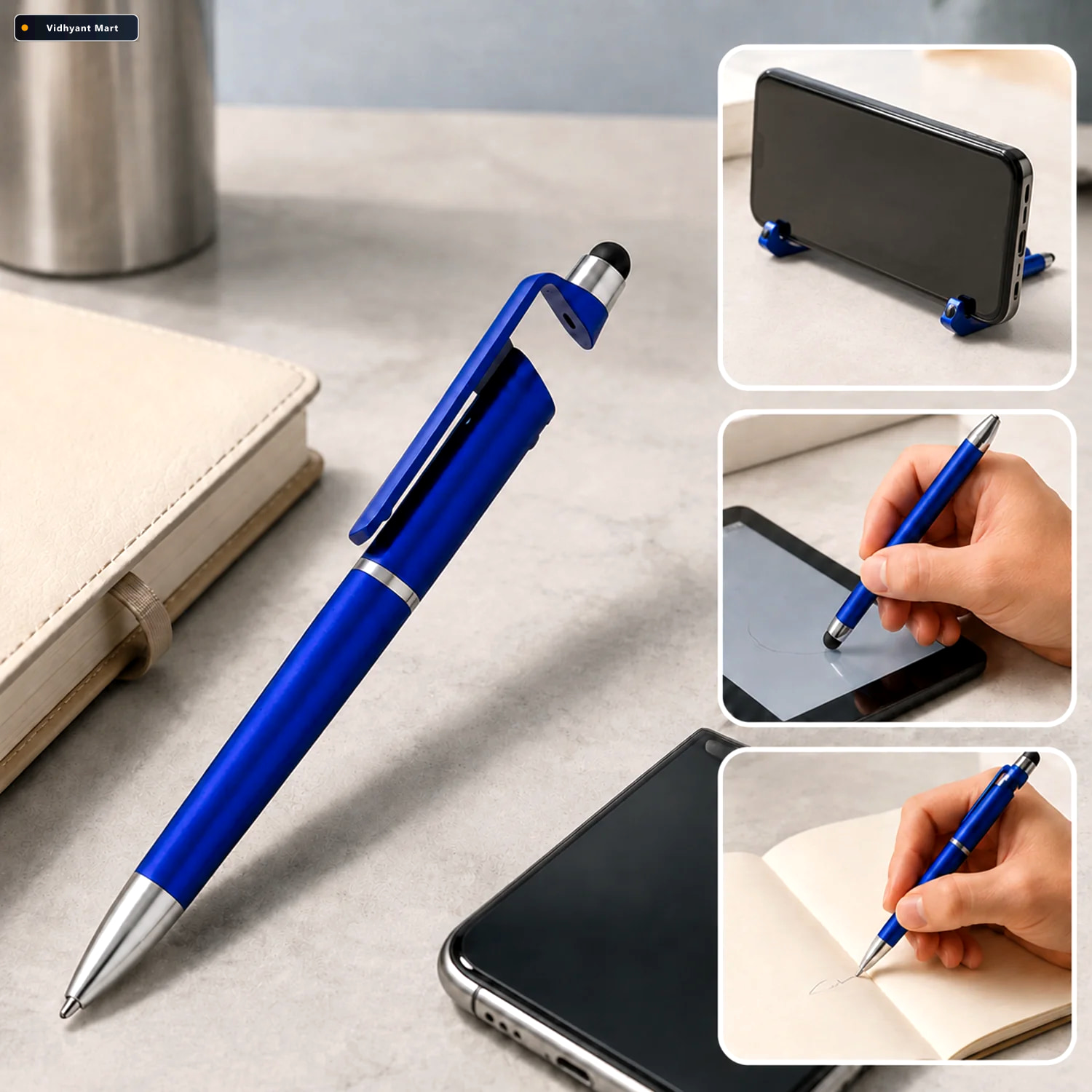 Vidhyant Mart 3 In 1 Stylus Pen Mobile Stand Ink Pen Touchscreen 1