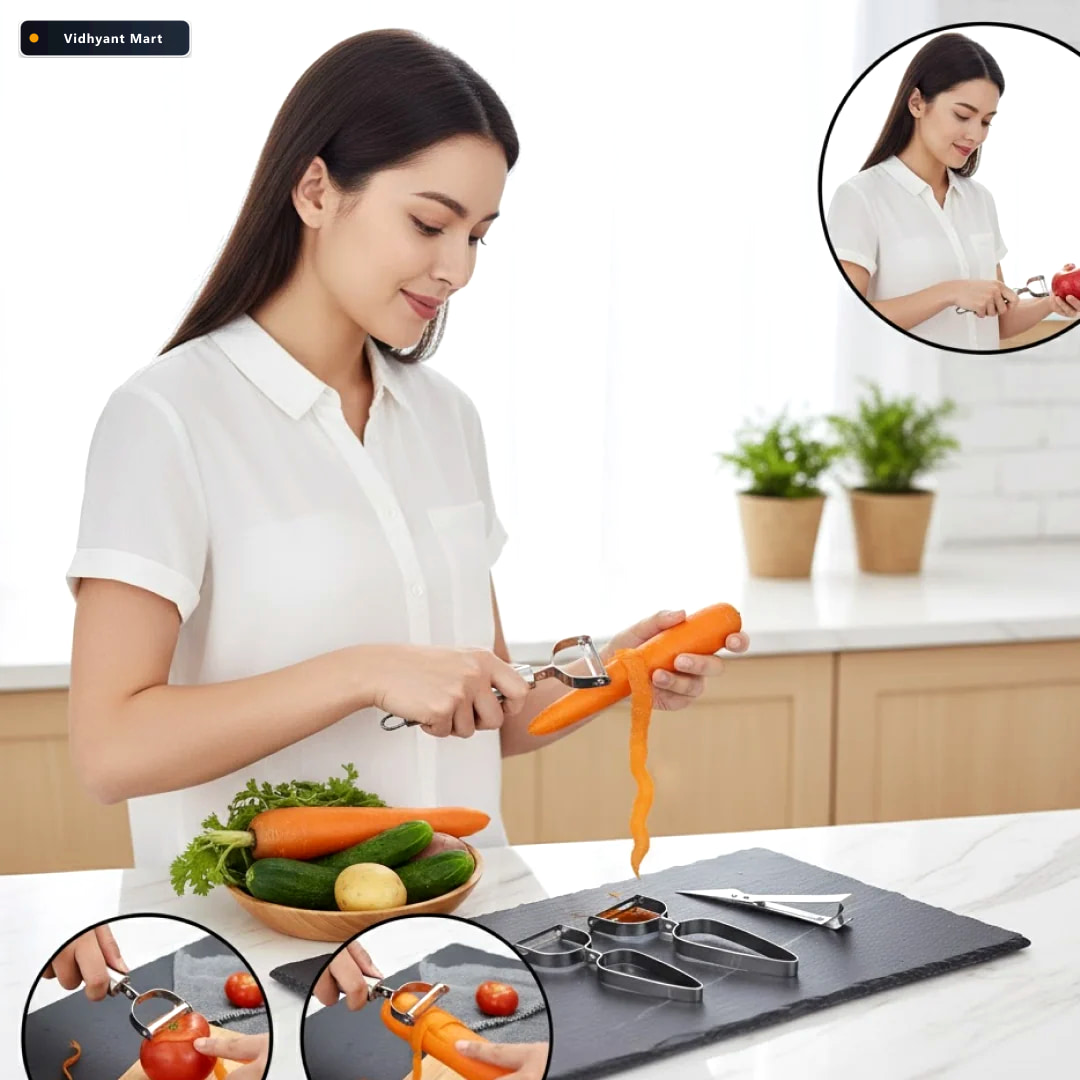 Vidhyant Mart 3 In 1 Vegetable Peeler Set Multifunctional Kitche 4