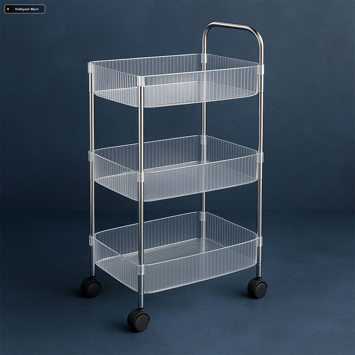 Vidhyant Mart 3 Layer Storage Trolley With Wheels Durable Versat 1