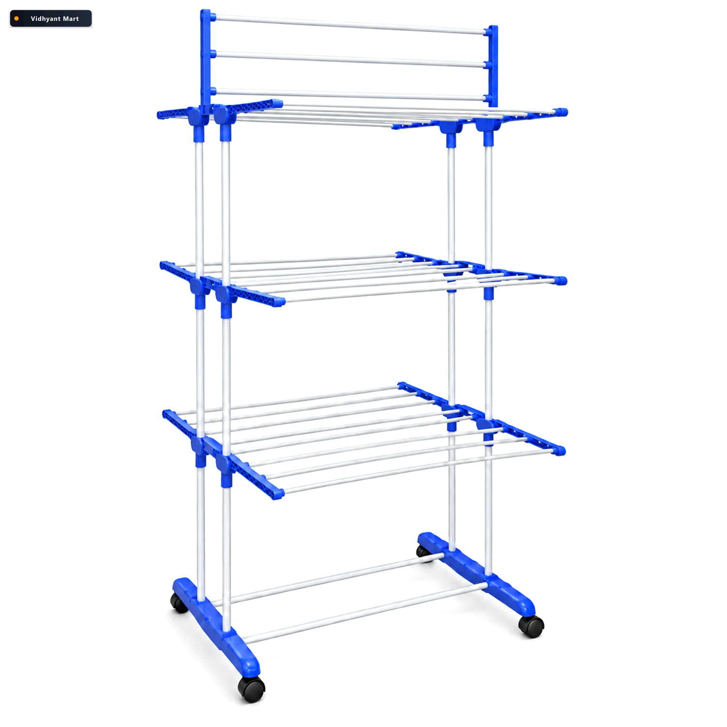 Vidhyant Mart 3 Tier Clothes Drying Rack With Foldable Wings And 4