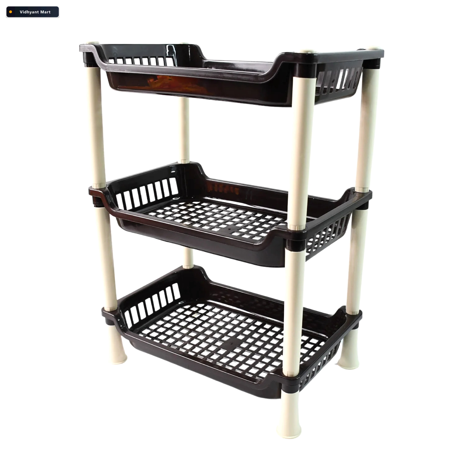 Vidhyant Mart 3 Tier Plastic Storage Rack Durable Space Saving O 4