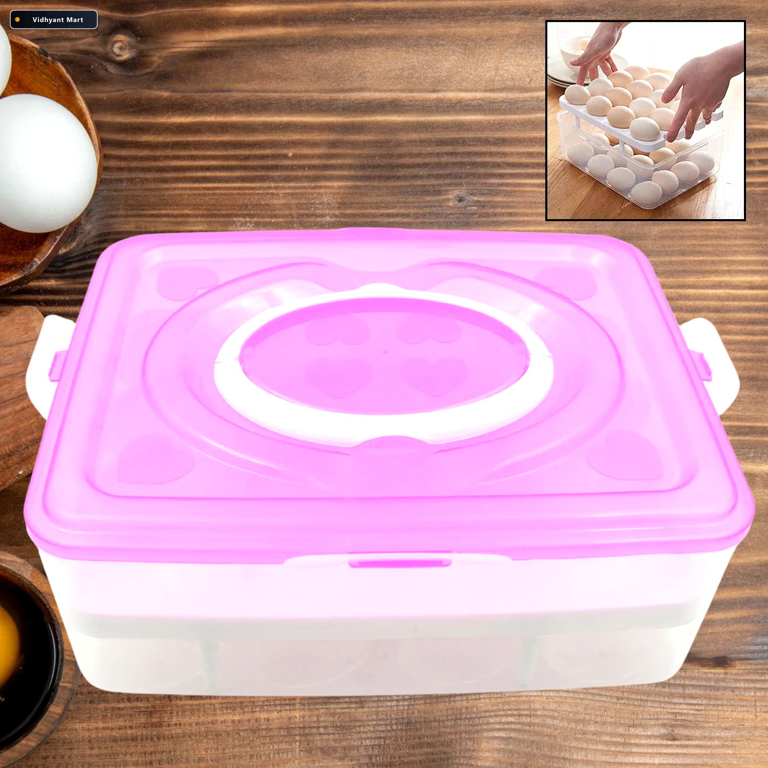 Vidhyant Mart 32 Grid Egg Tray With Lid Handle 2 Layer Egg Stora 1