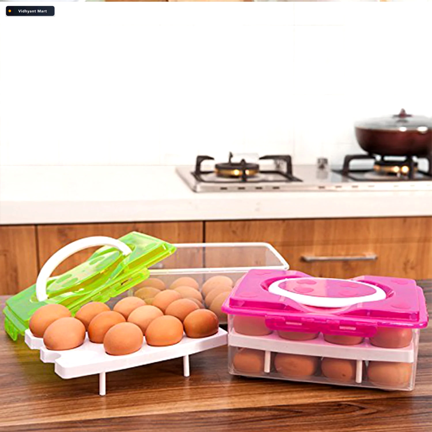 Vidhyant Mart 32 Grid Egg Tray With Lid Handle 2 Layer Egg Stora 2