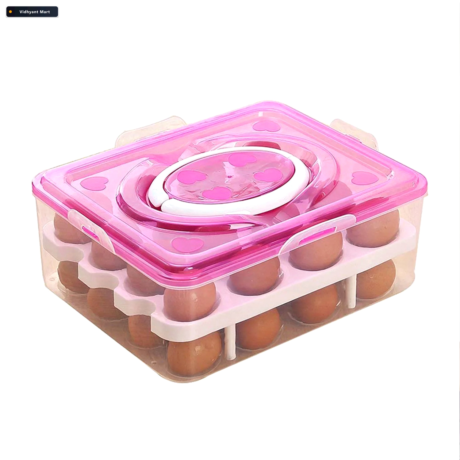 Vidhyant Mart 32 Grid Egg Tray With Lid Handle 2 Layer Egg Stora 3