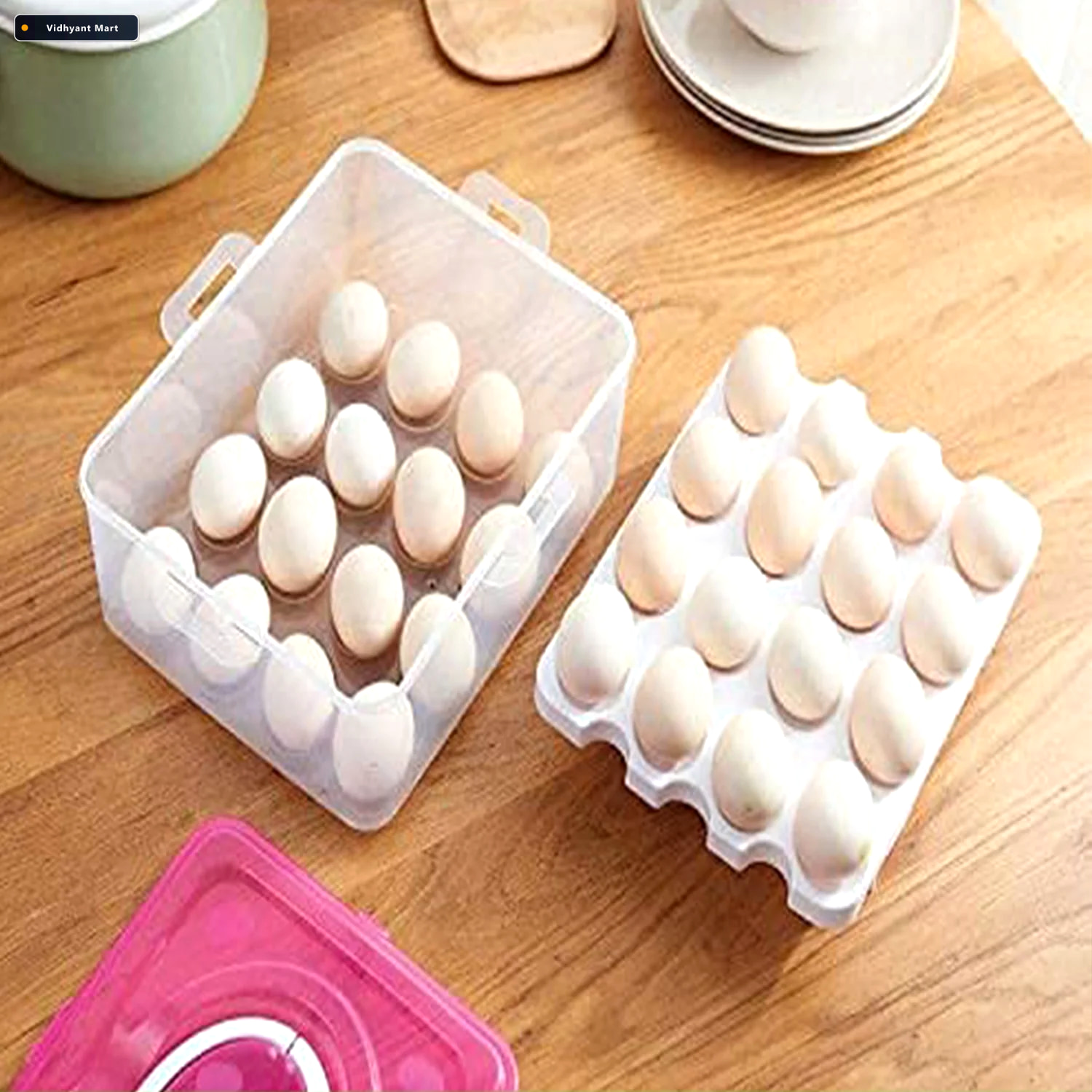 Vidhyant Mart 32 Grid Egg Tray With Lid Handle 2 Layer Egg Stora 4