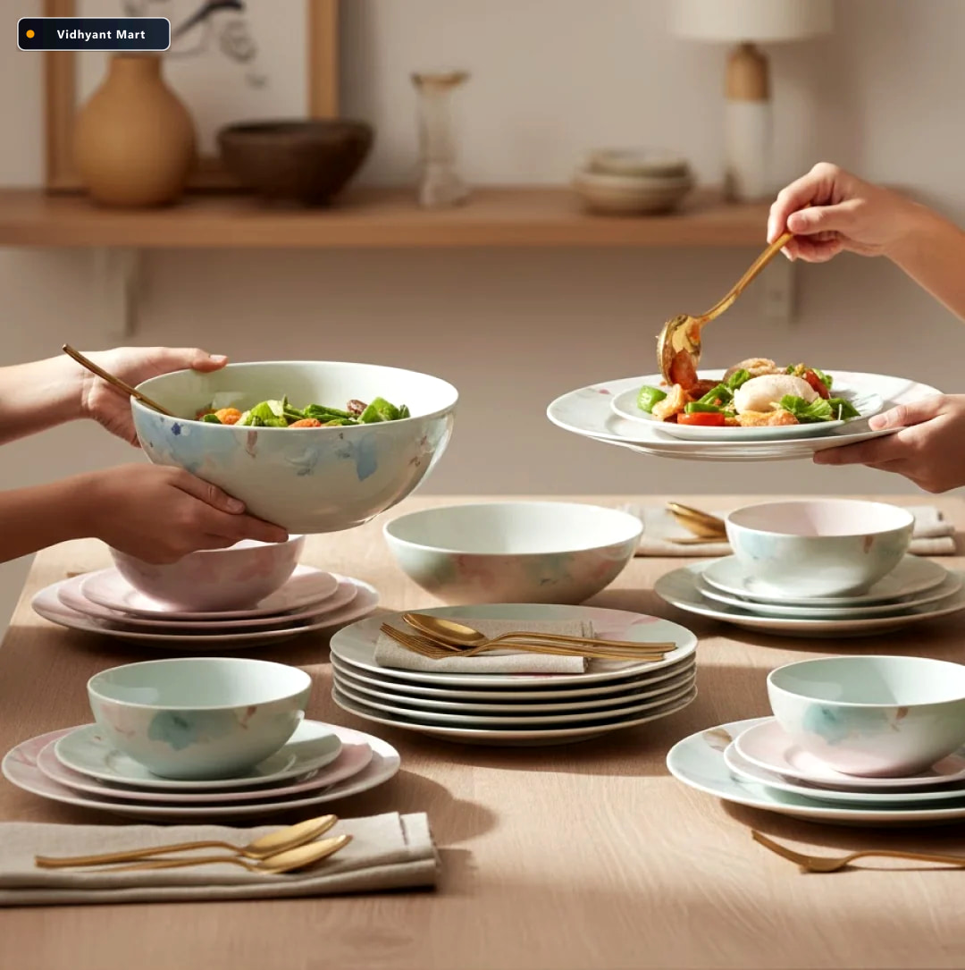 Vidhyant Mart 32 Piece Dinner Set Premium Plastic Microwave Safe 2